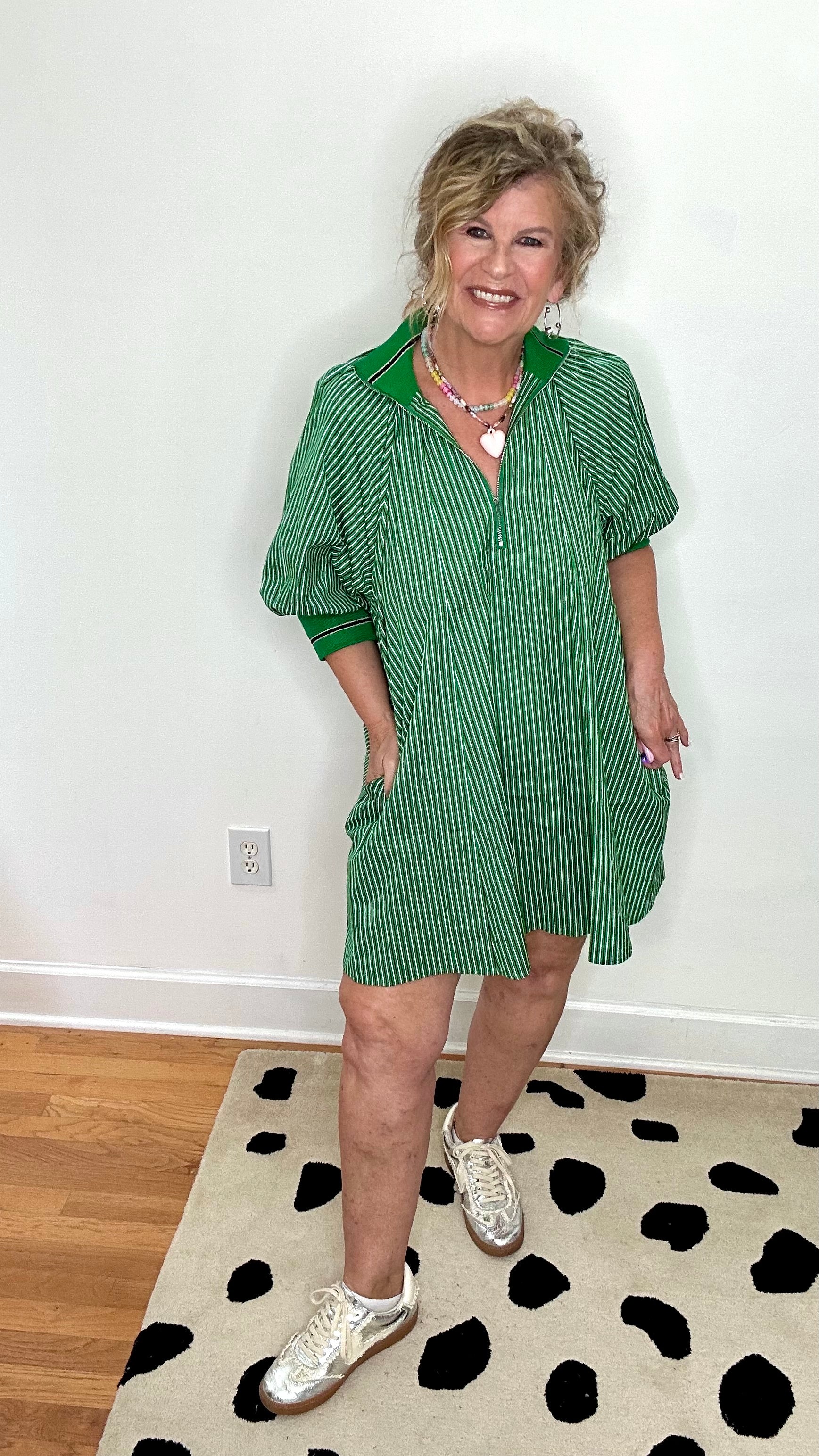 SASSY STRIPE HALF ZIP DRESS