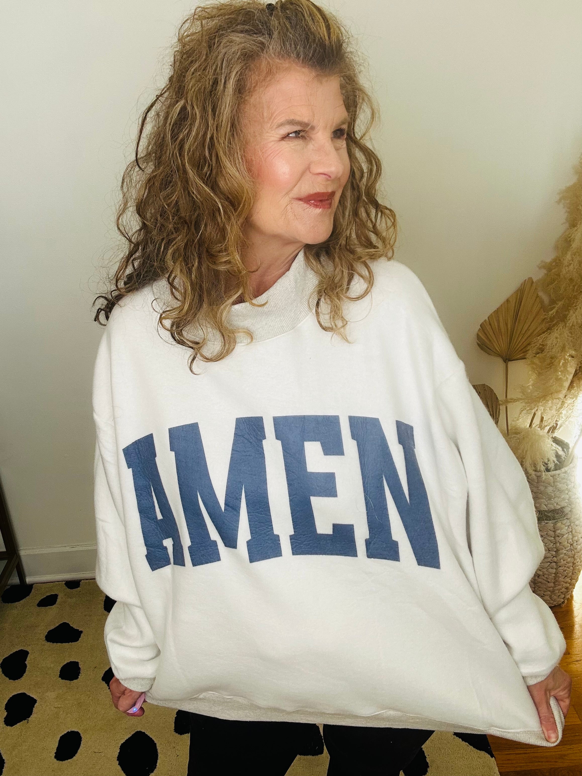WWJD AND AMEN REVERSIBLE MOCK NECK SWEATSHIRT