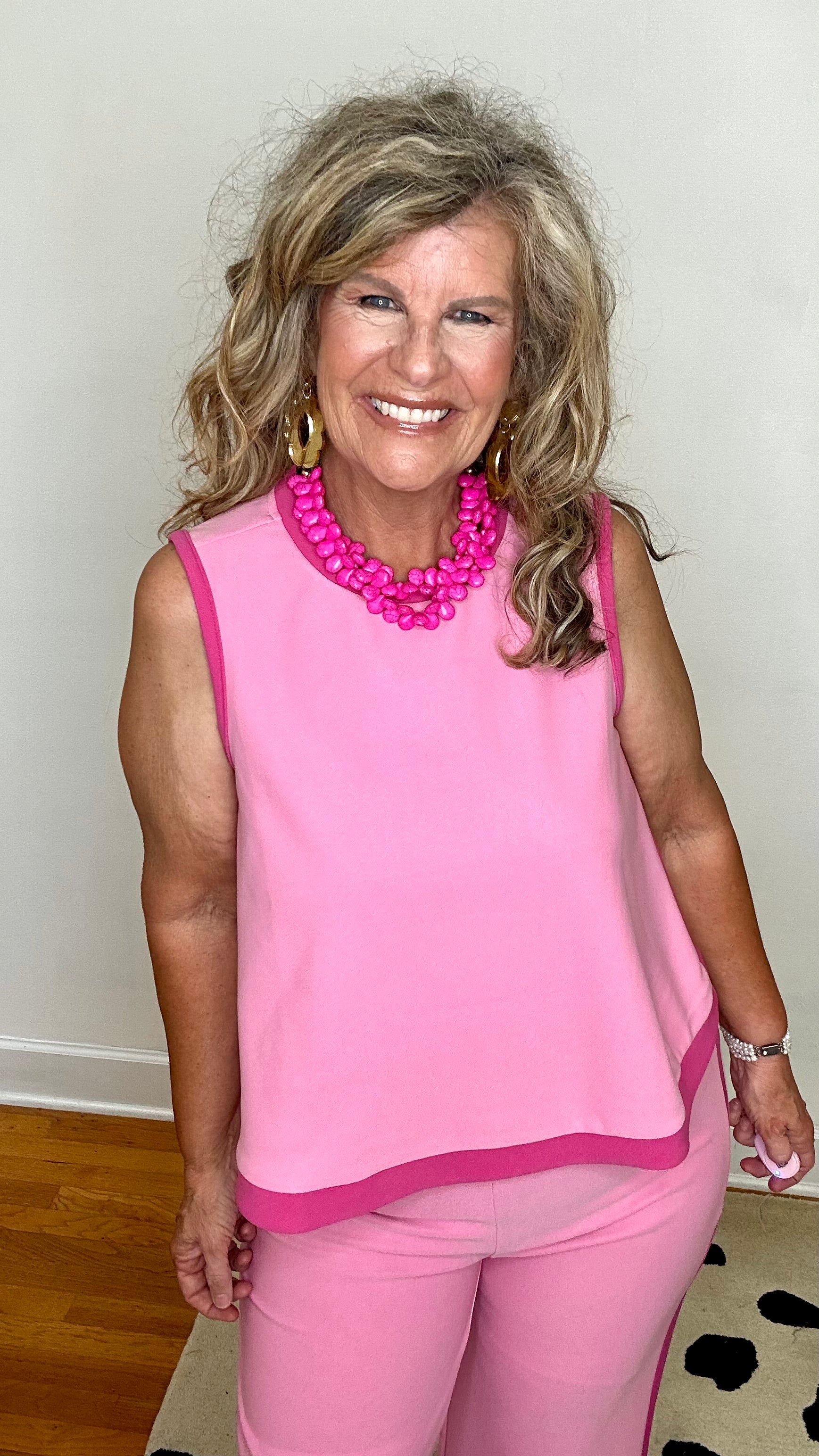 PINK SLEEVELESS SWING TOP SET