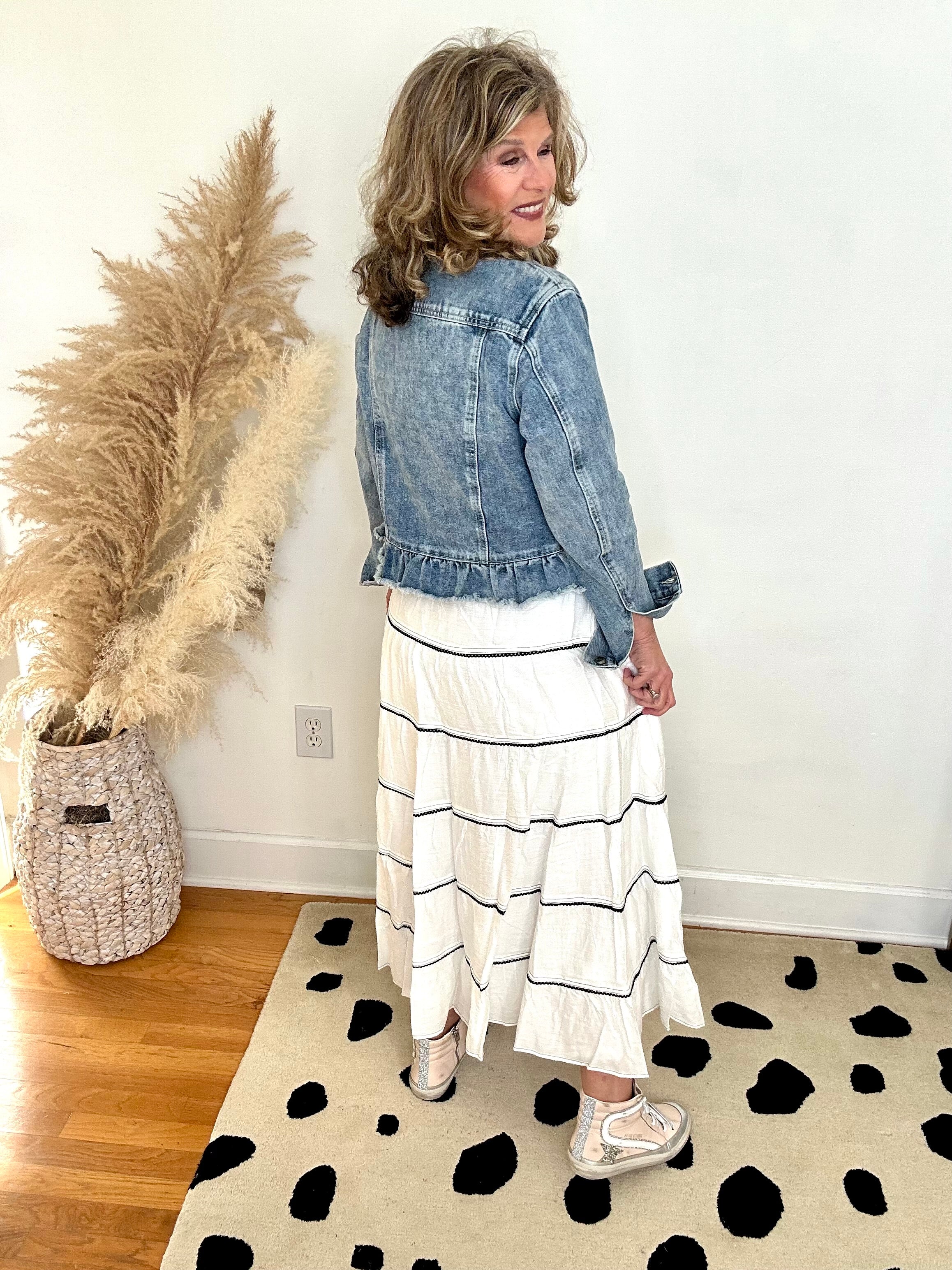 RUFFLE HEM DENIM JACKET