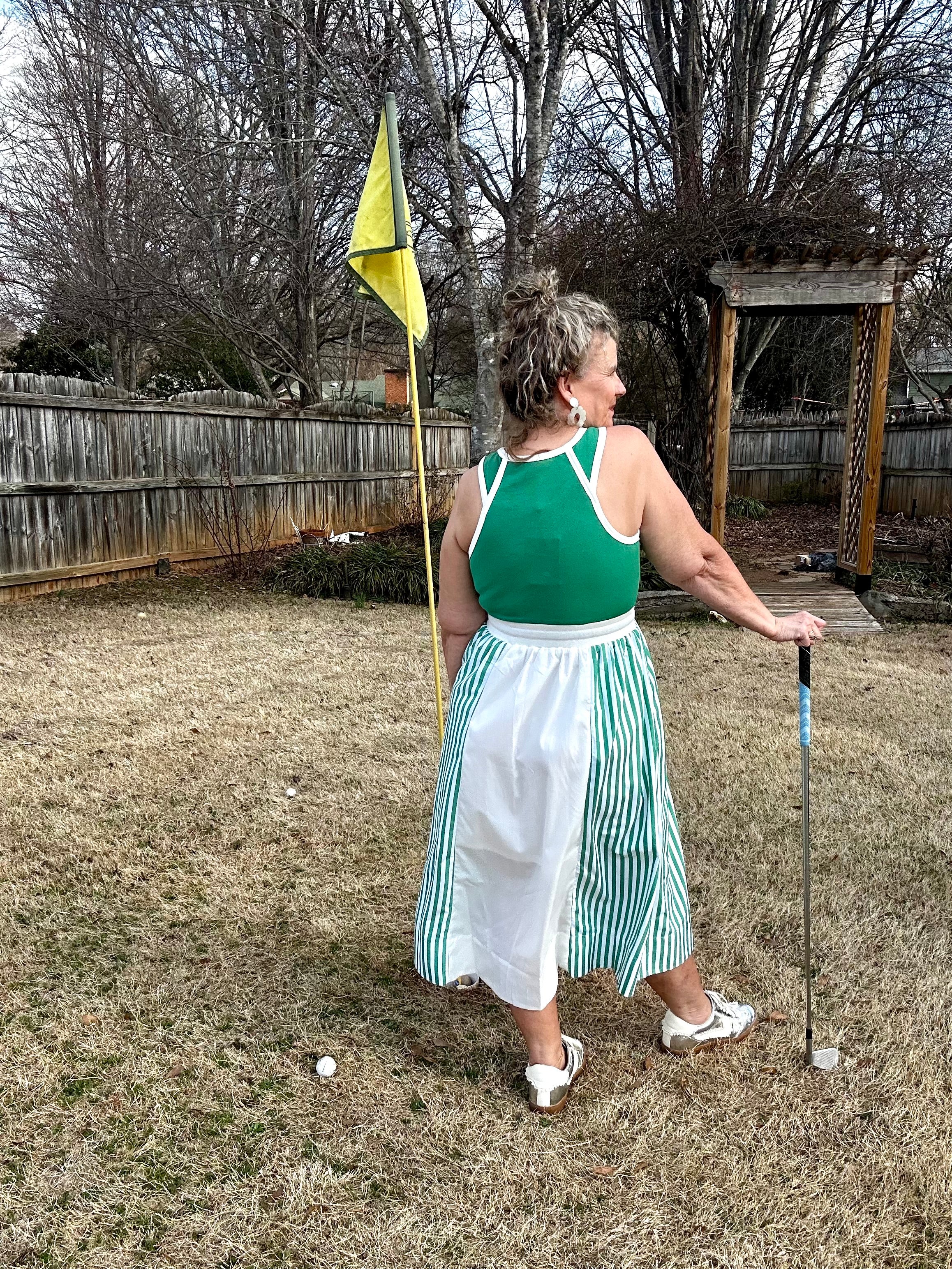 EASY GO GREEN STRIPE DRESS