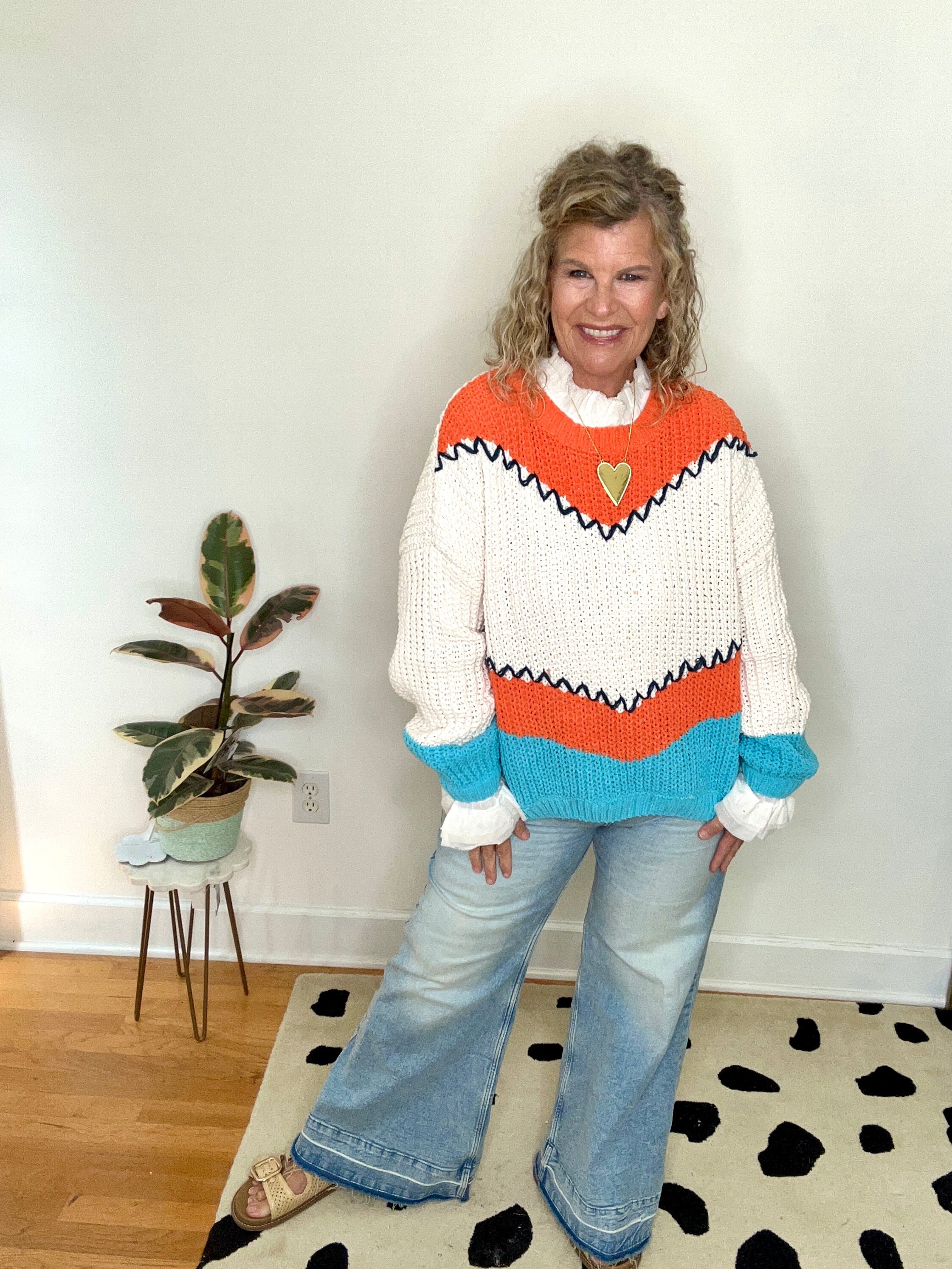 COLORBLOCK CHENILLE SWEATER