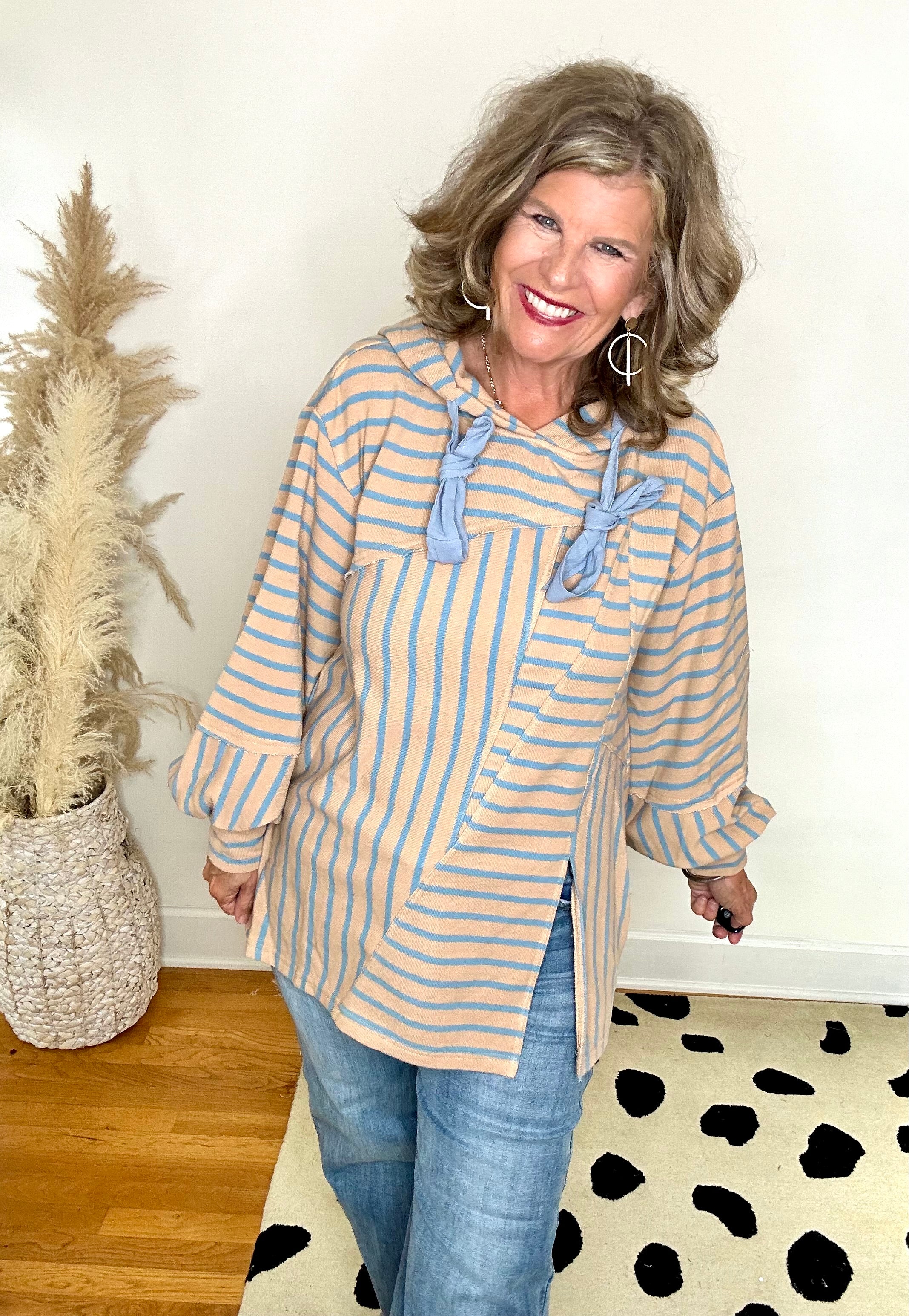 COZY CHIC STRIPED PULLOVER