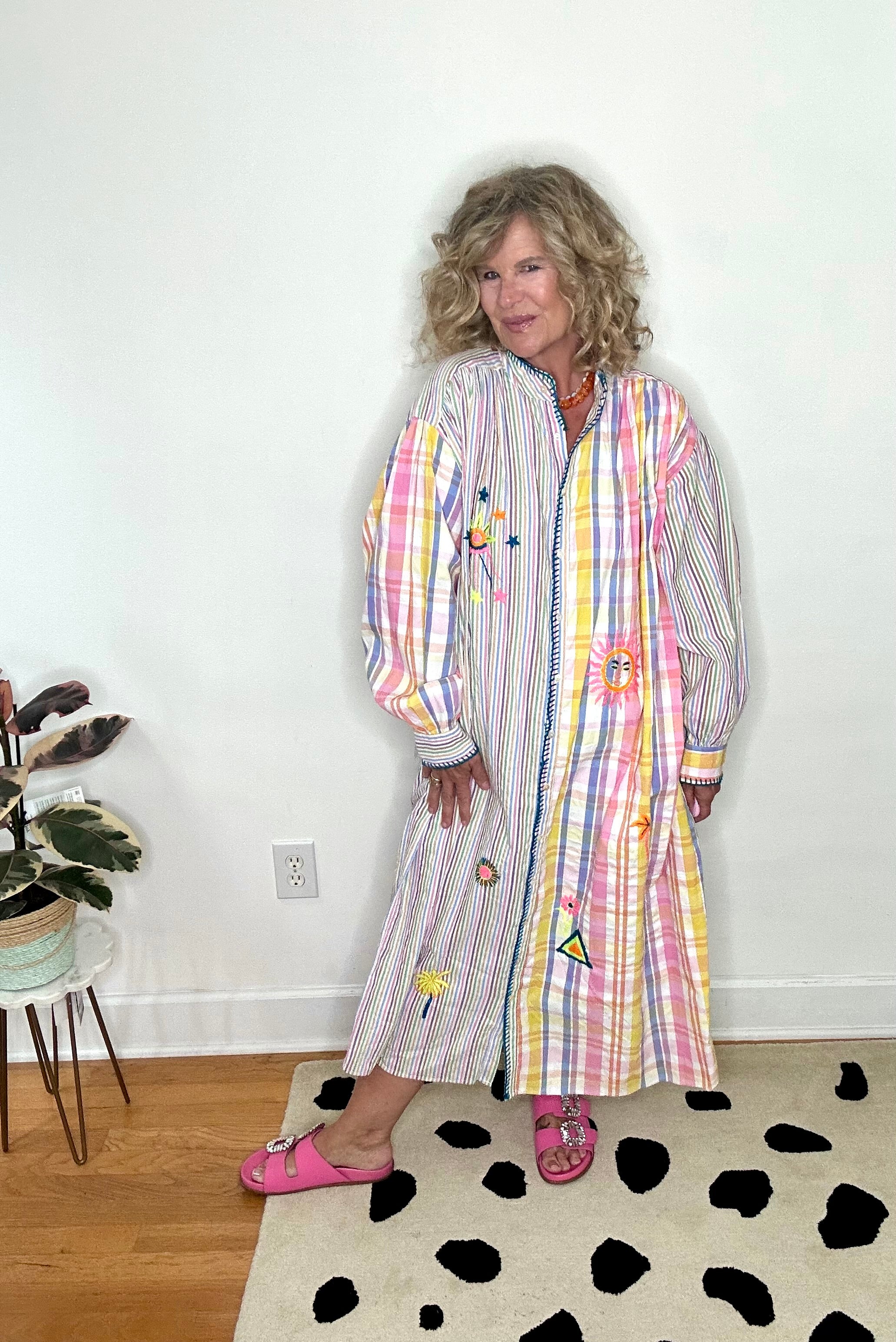 RAINBOW MULTI PRINT EMBROIDERED DRESS
