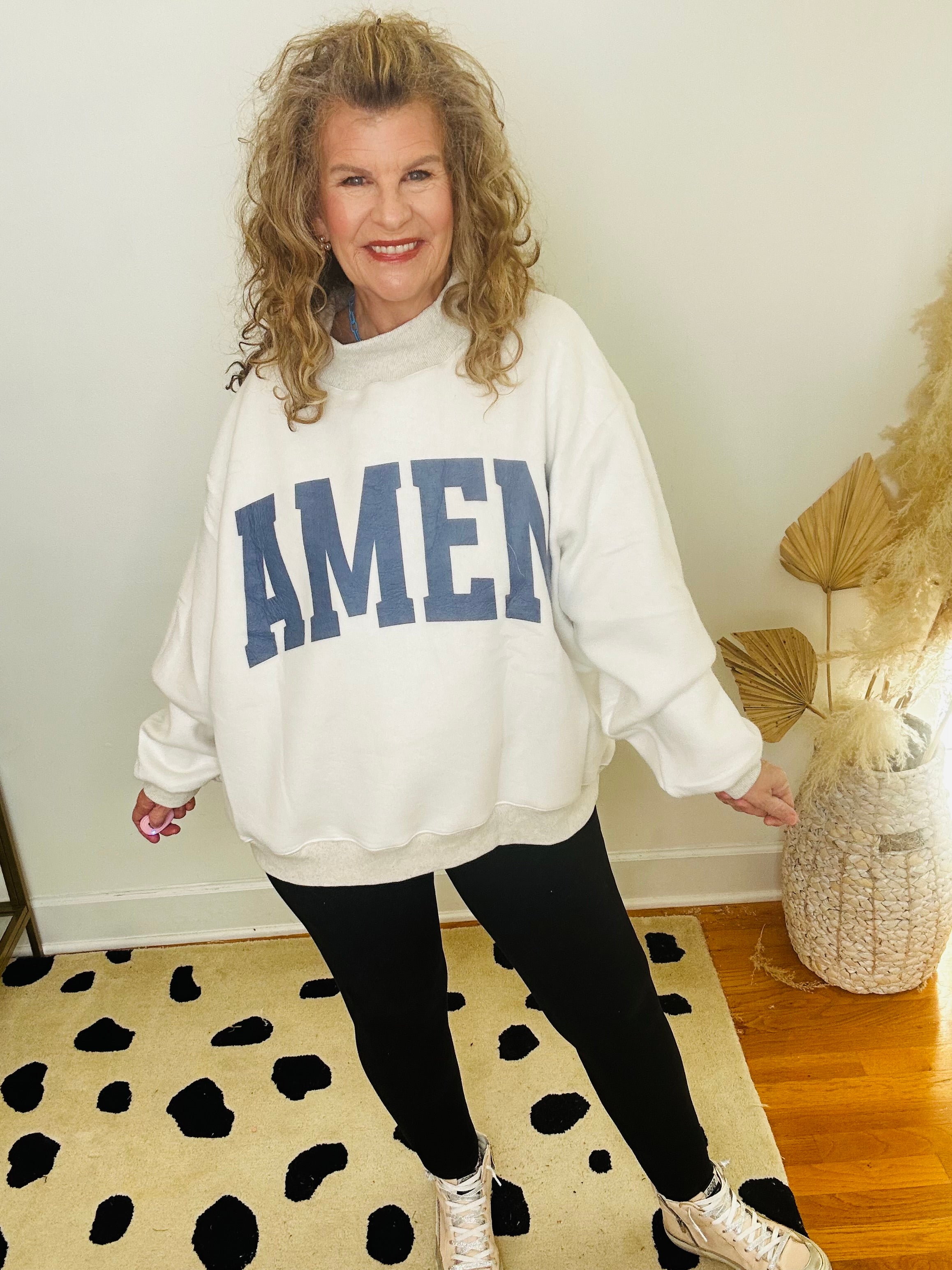 WWJD AND AMEN REVERSIBLE MOCK NECK SWEATSHIRT