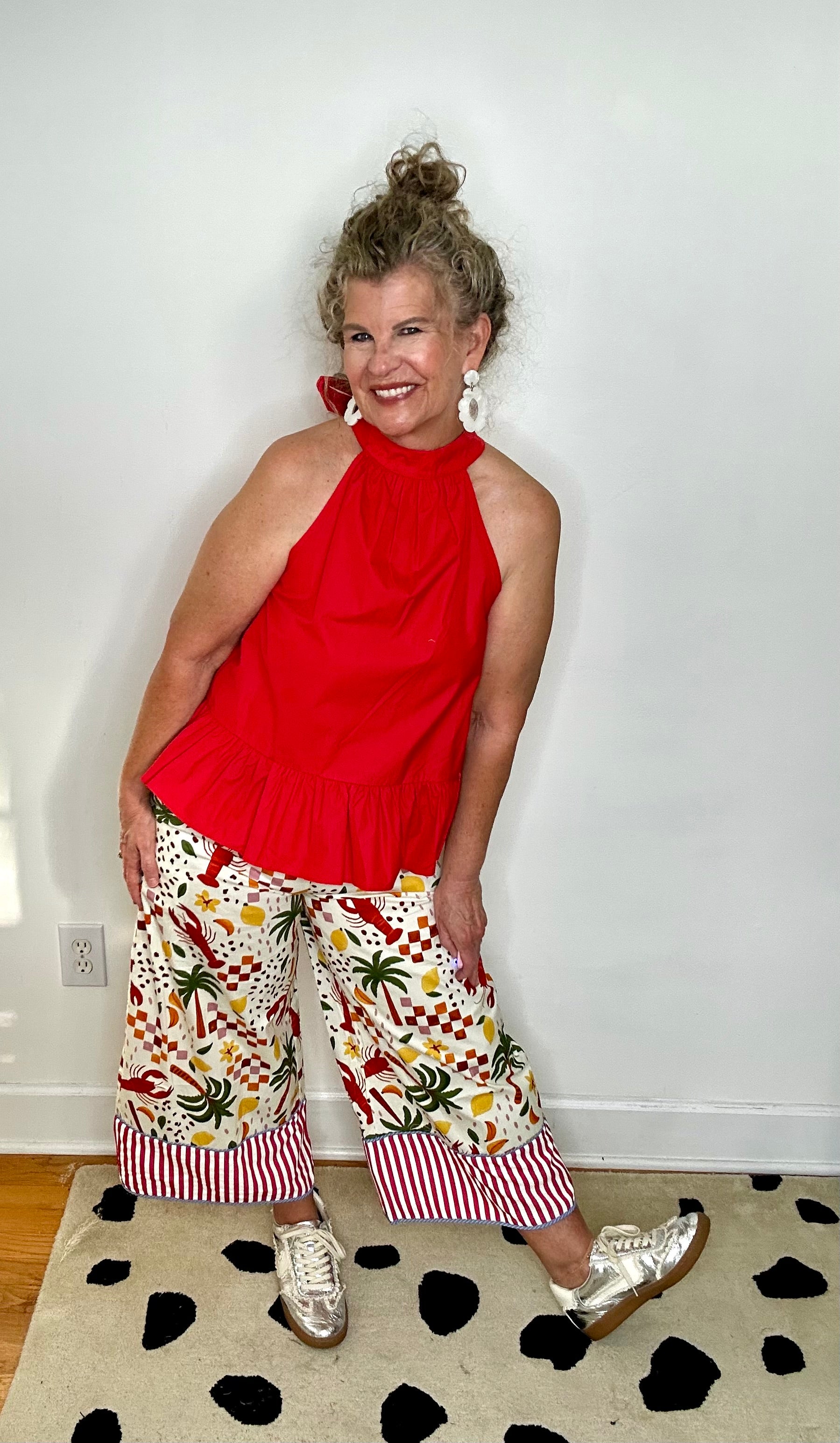 LOBSTER MULTI PRINT WIDE LEG PANT