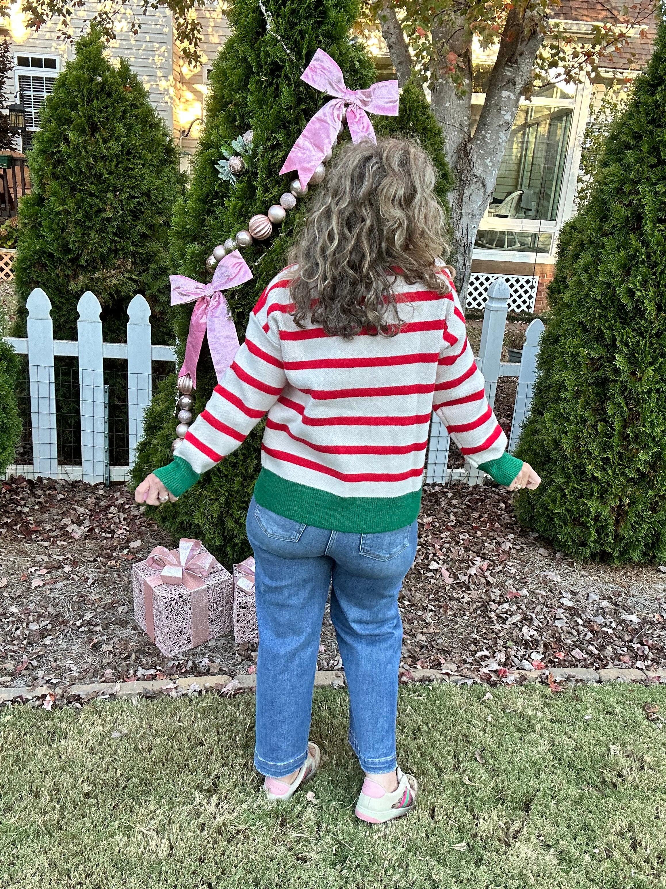 MERRY AND BRIGHT STRIPE SWEATER