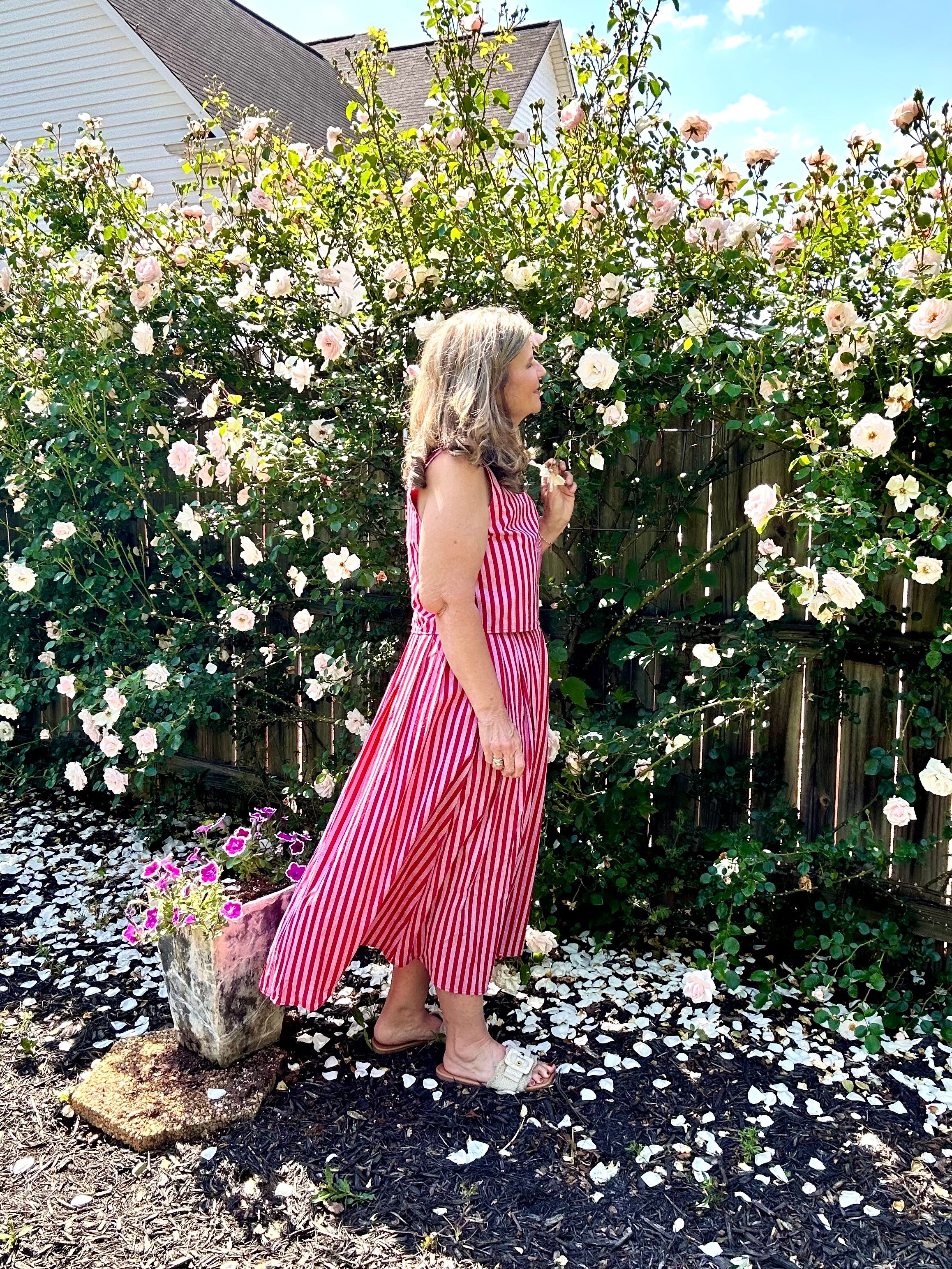 MAY FLOWERS STRIPE SKIRT