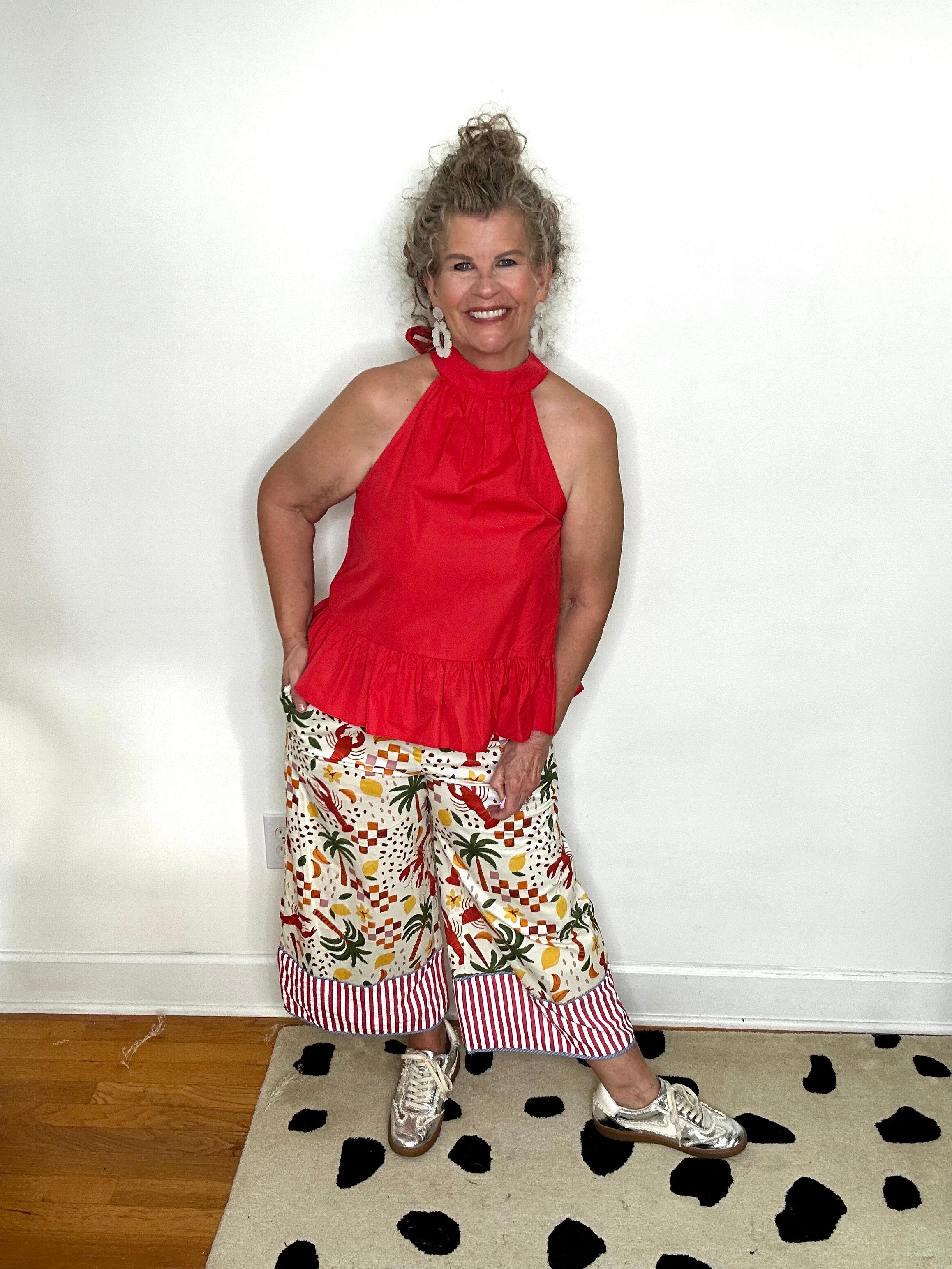 LOBSTER MULTI PRINT WIDE LEG PANT