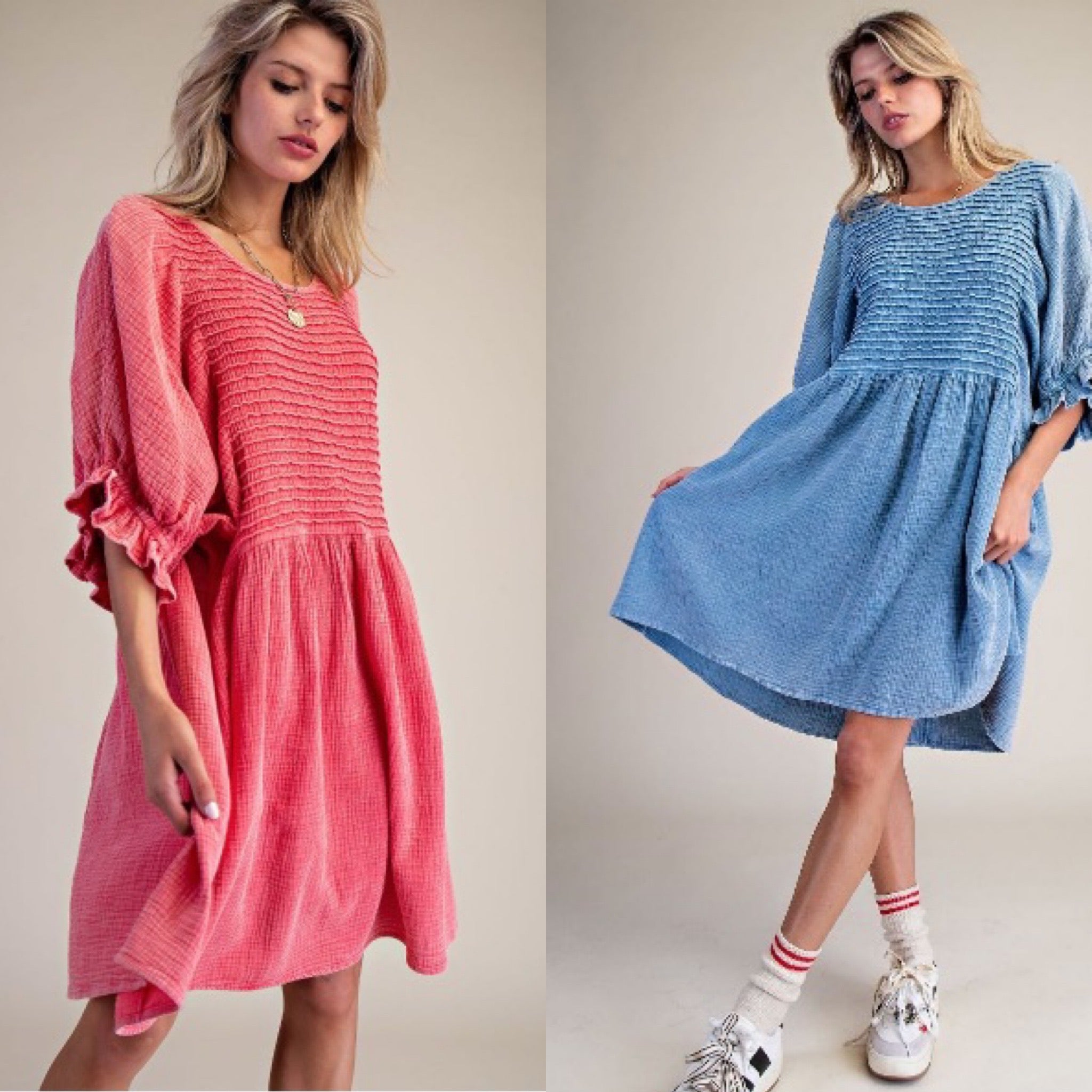 dress gi PINTUCK GAUZE DRESS