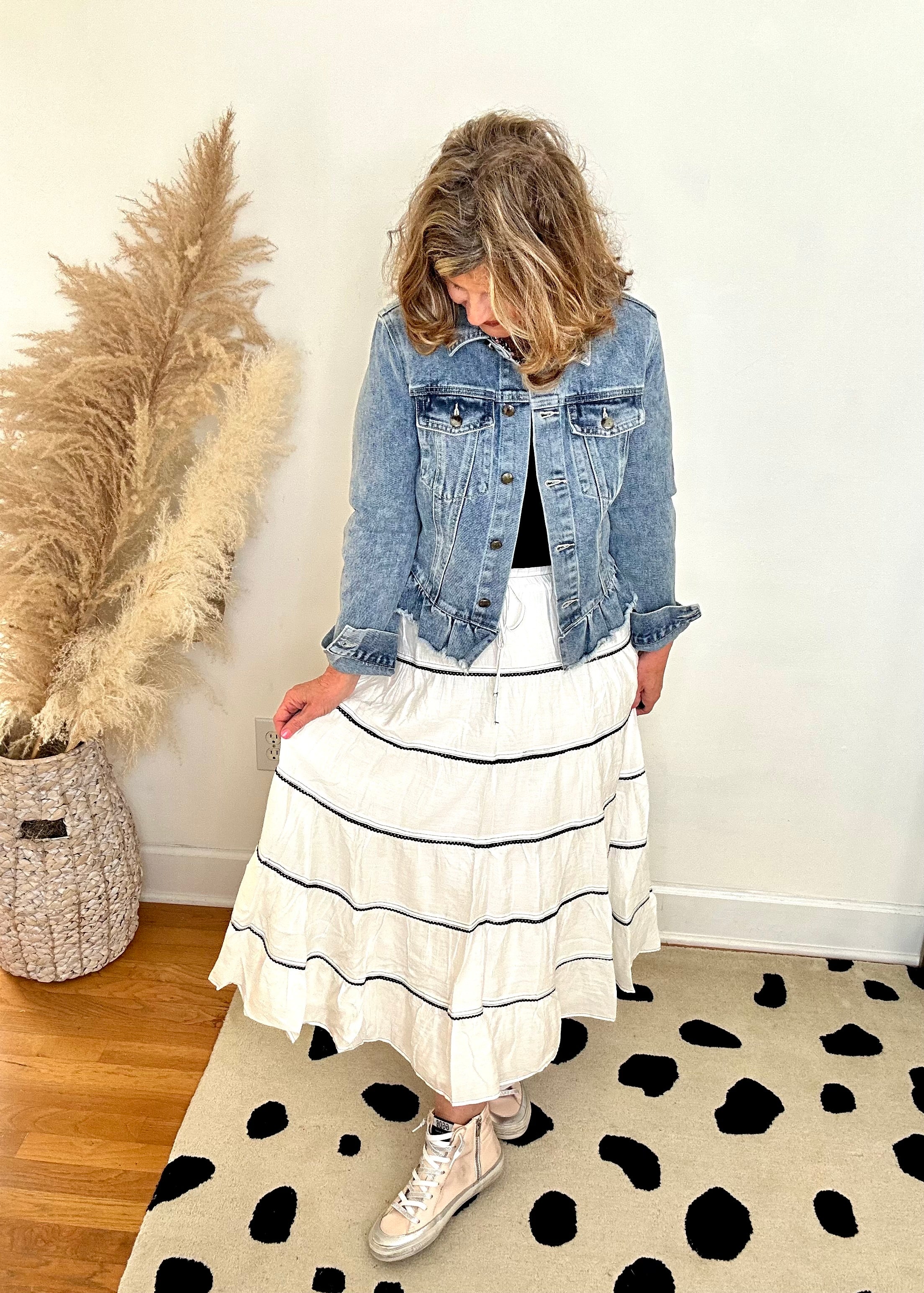 RUFFLE HEM DENIM JACKET