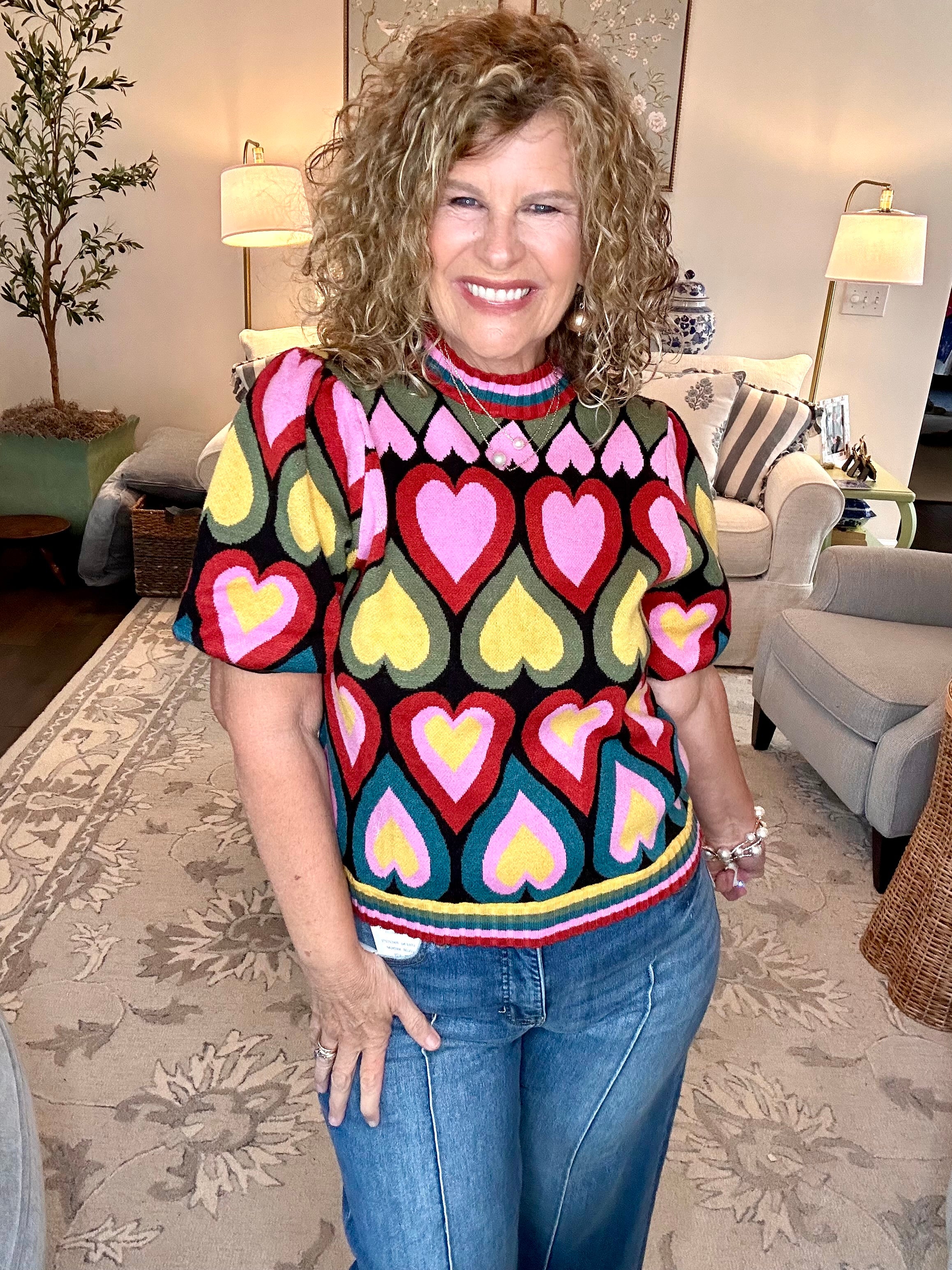 HEART TO HEART MULTICOLOR KNIT TOP