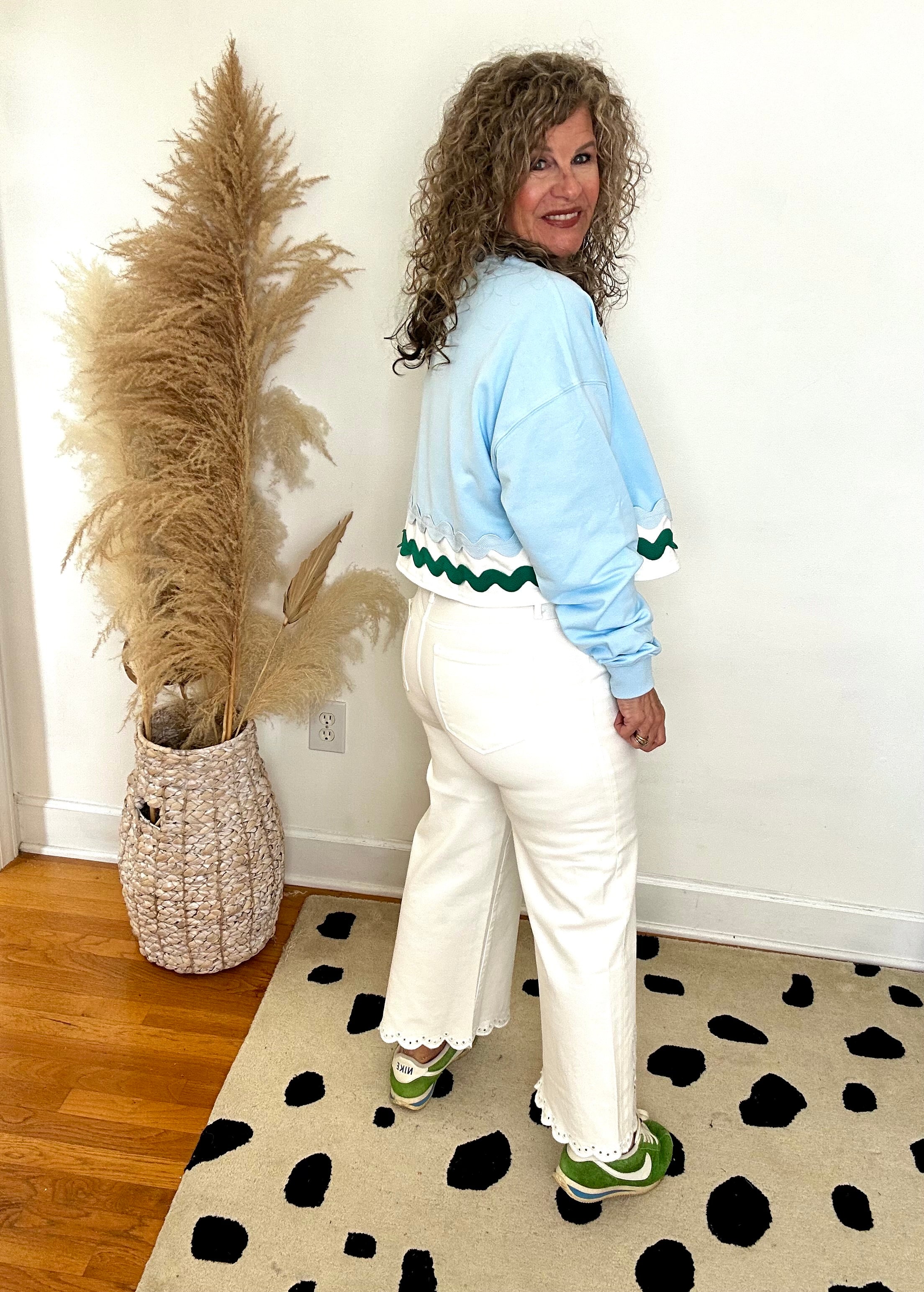 DOUBLE RIC RAC COLOR BLOCK FRENCH TERRY TOP