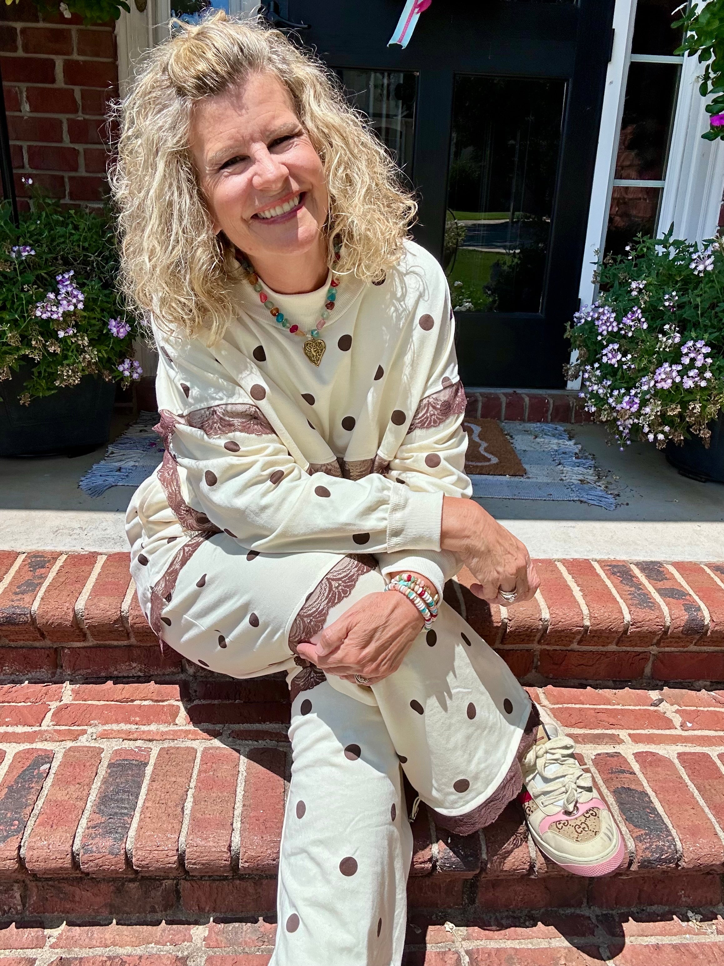 DREAMY POLKA DOT PULLOVER/BROWN