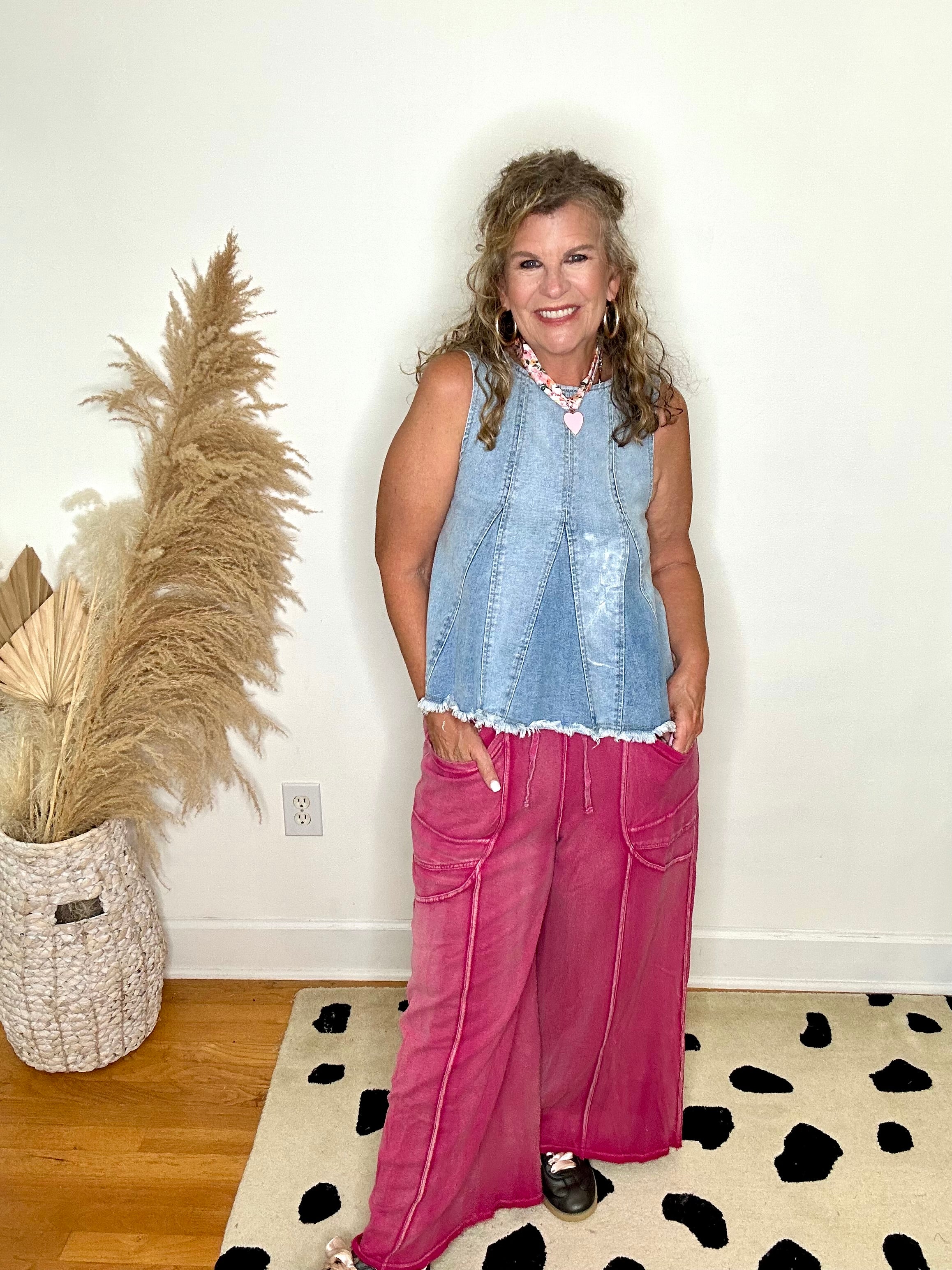 RASPBERRY TERRY KNIT PANT