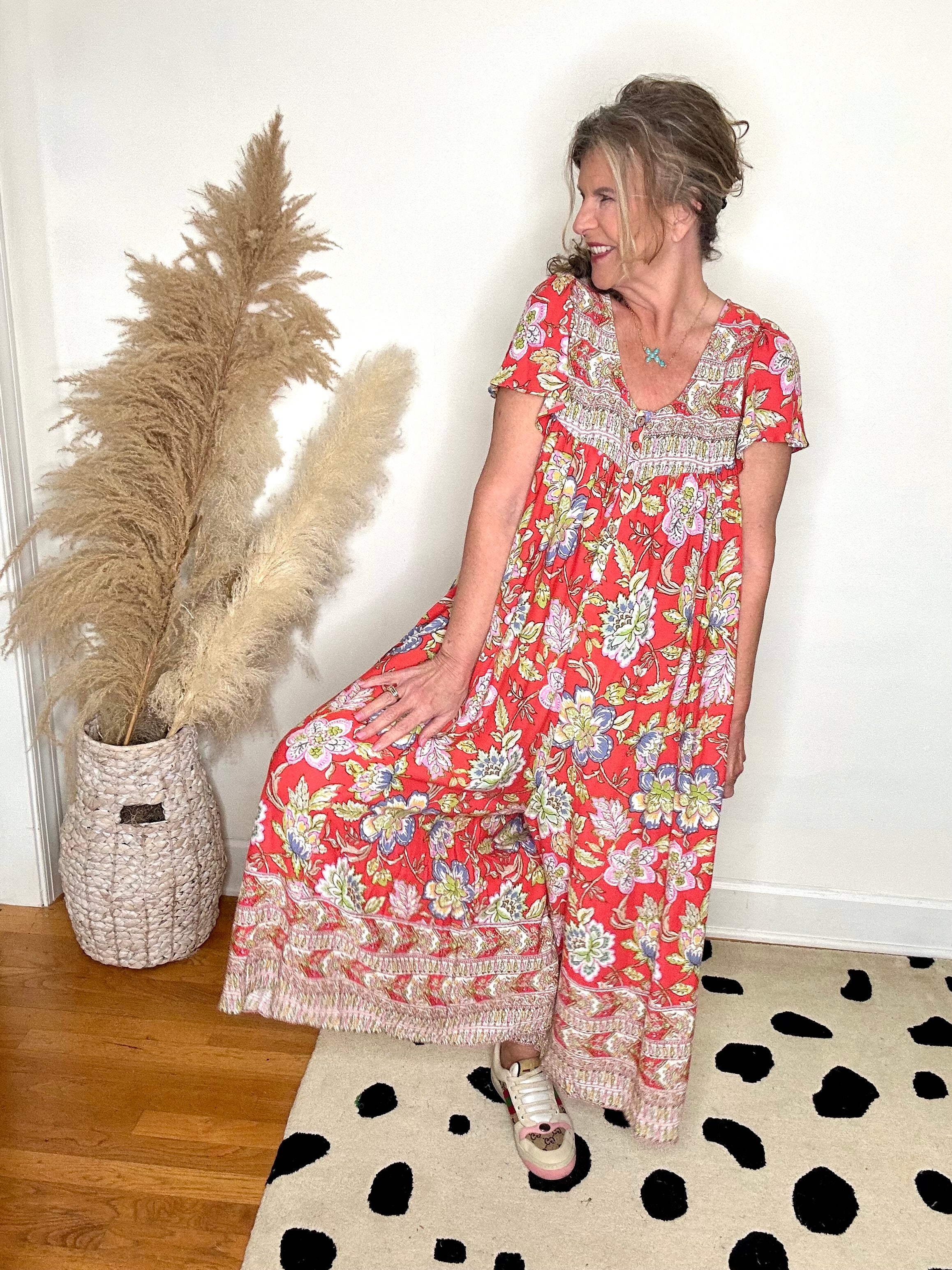 FLORAL PRINTED GAUZE JUMPSUIT