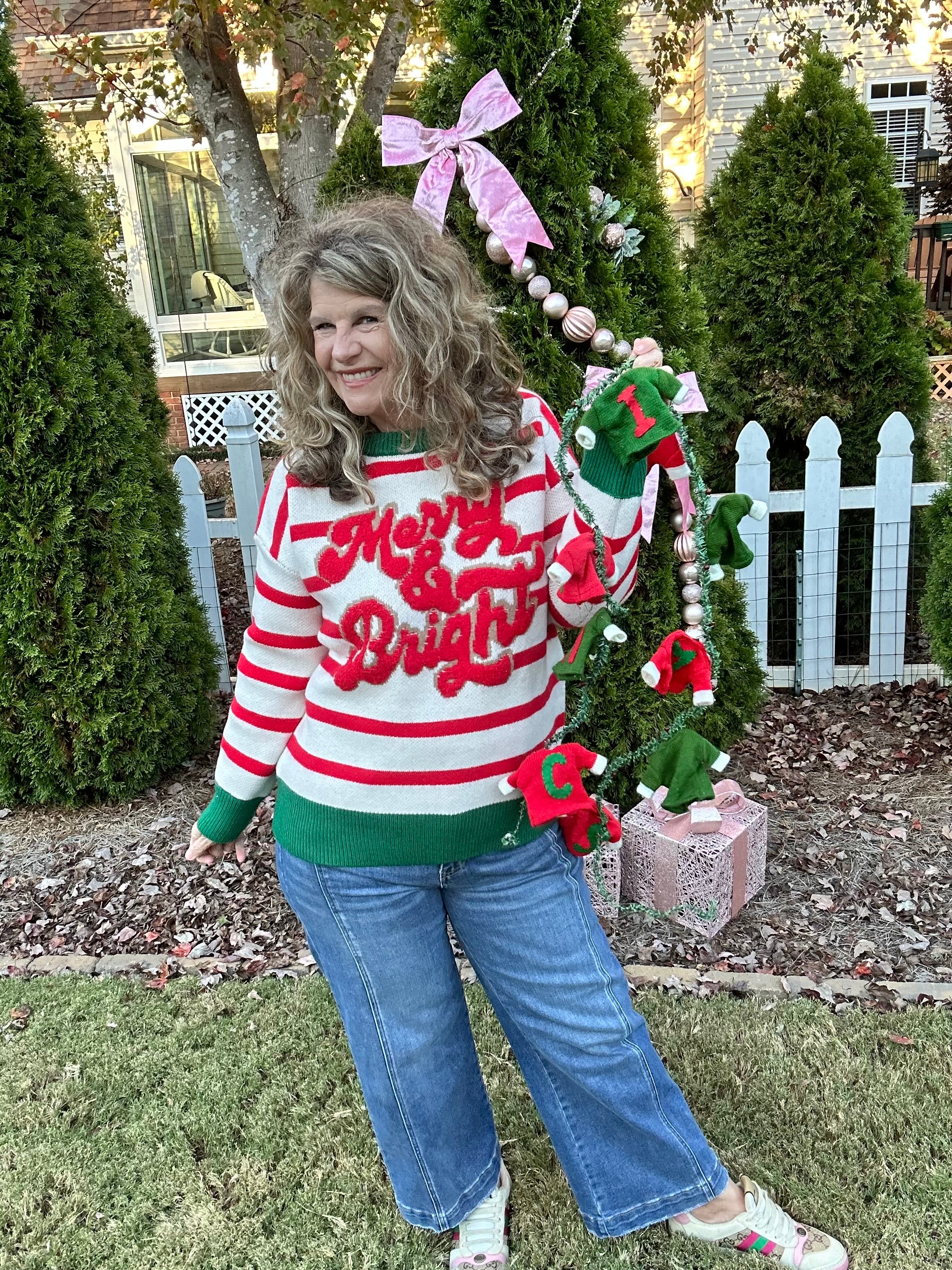 MERRY AND BRIGHT STRIPE SWEATER