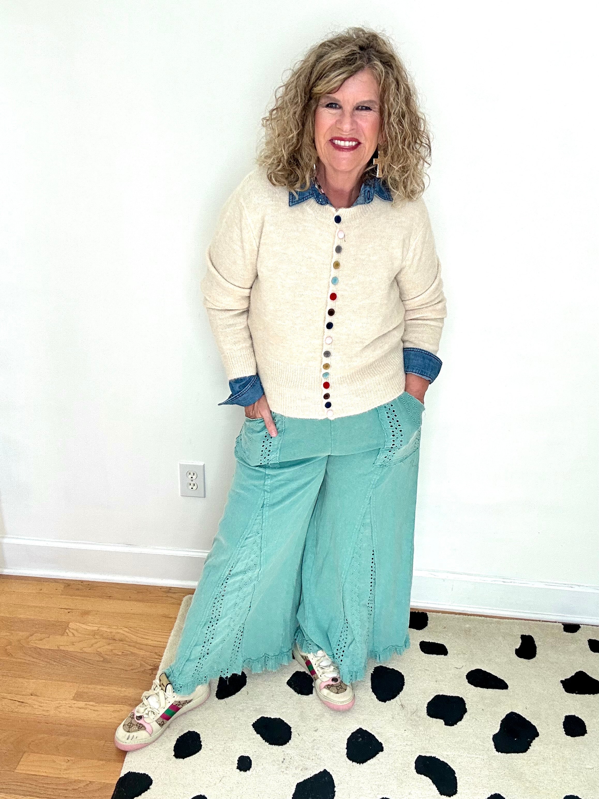 LACE MIXED TERRY WASH PANT