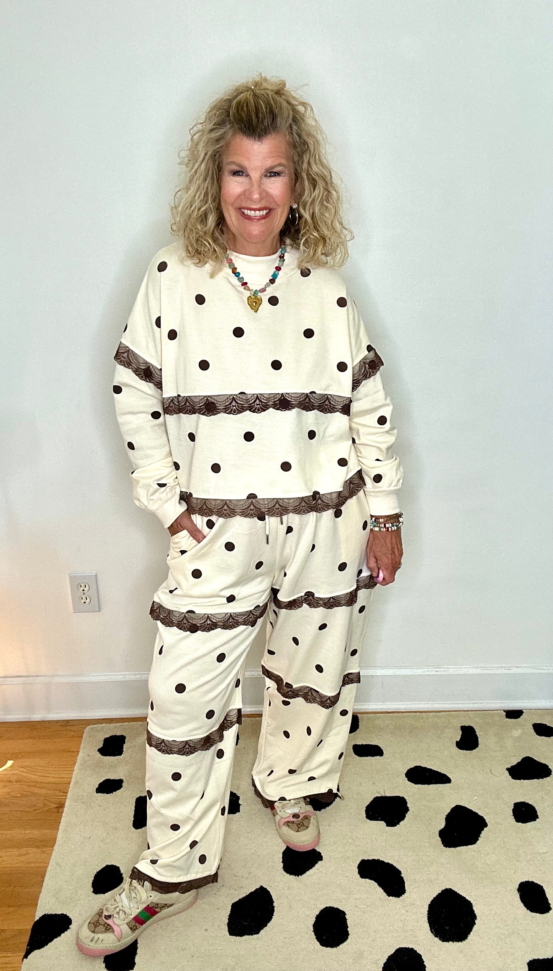 DREAMY POLKA DOT PULLOVER/BROWN