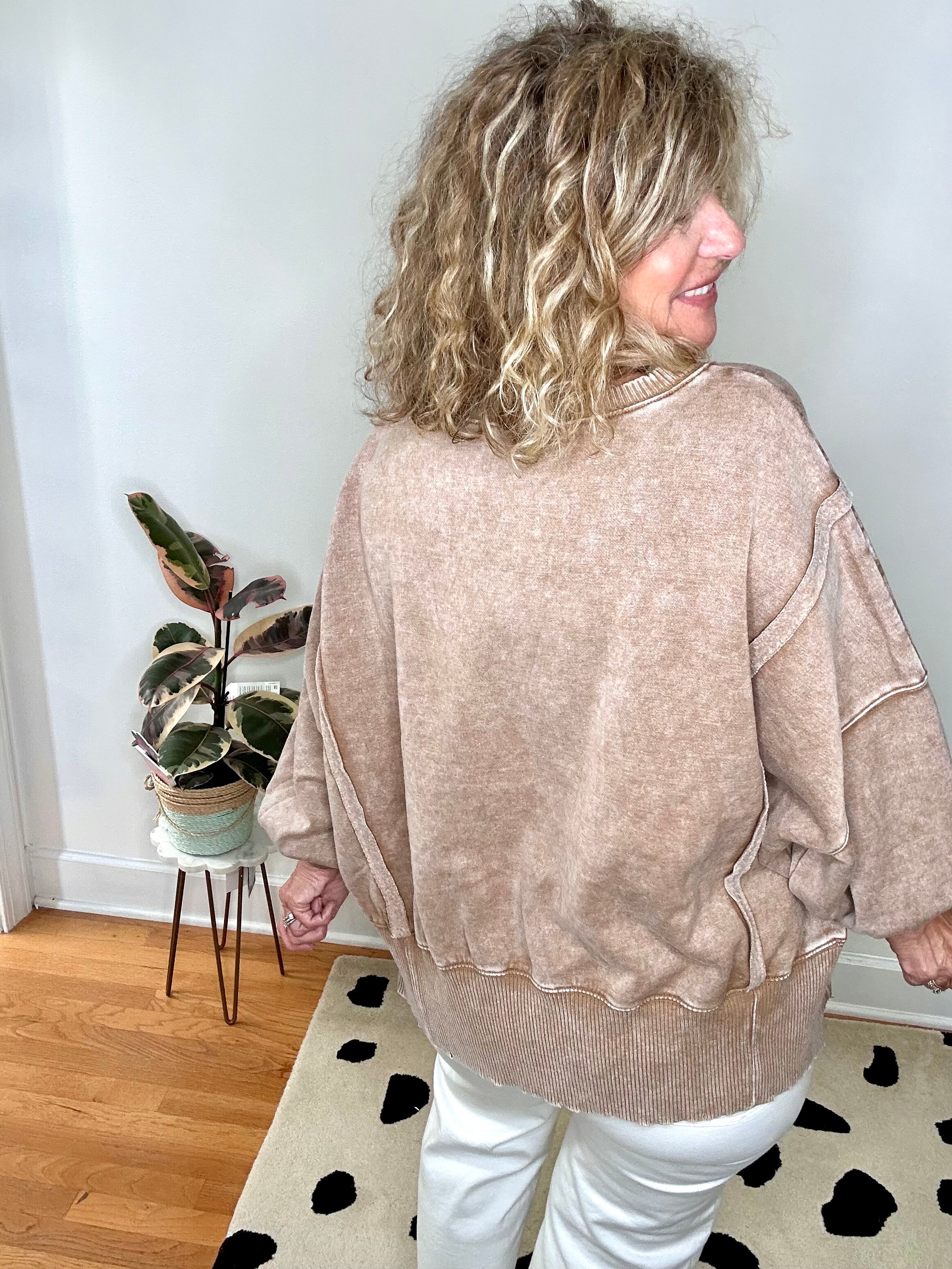 MINERAL WASH BATWING PULLOVER