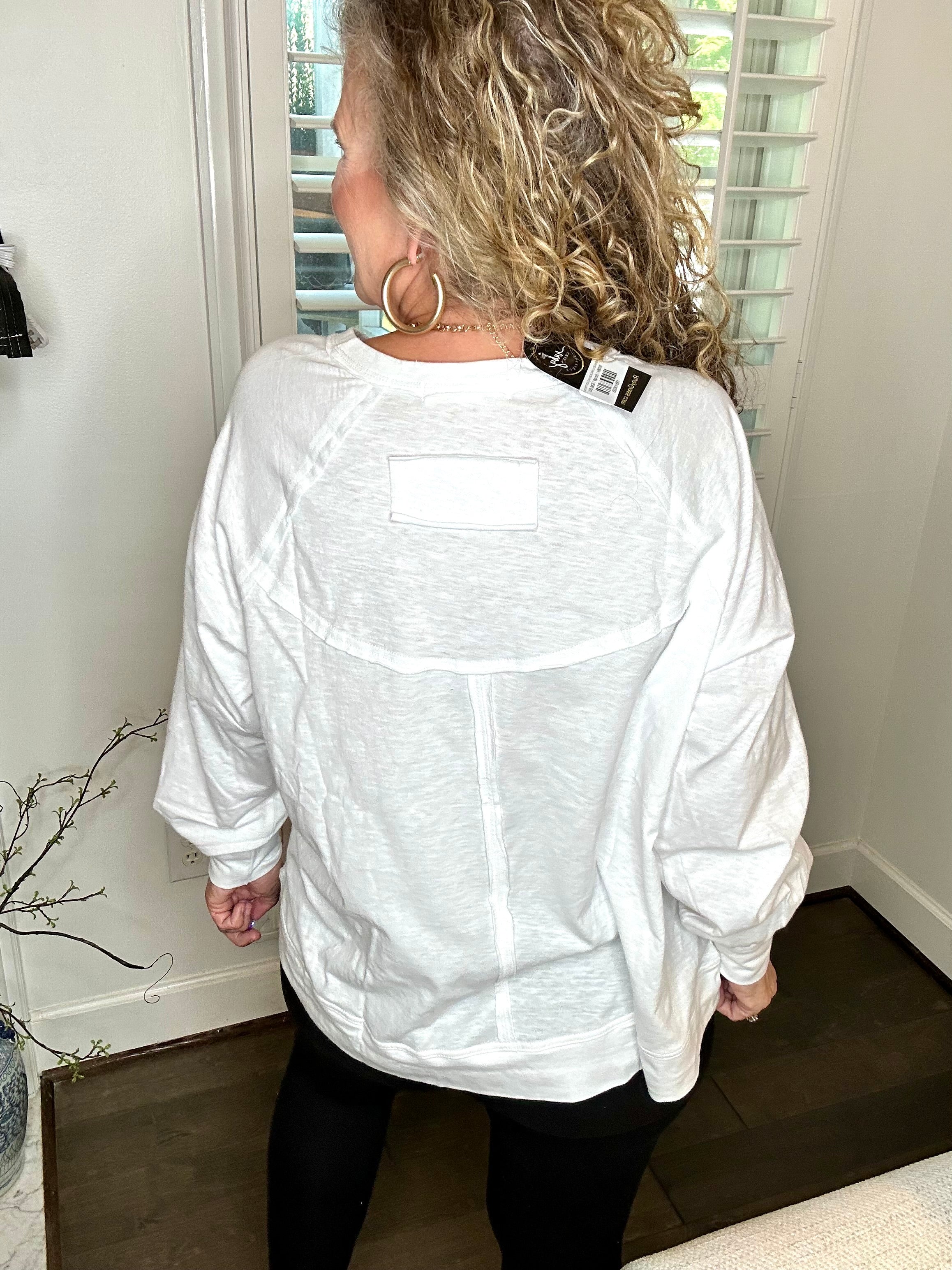 OVERSIZED LONG SLEEVED COTTON SLUB TOP