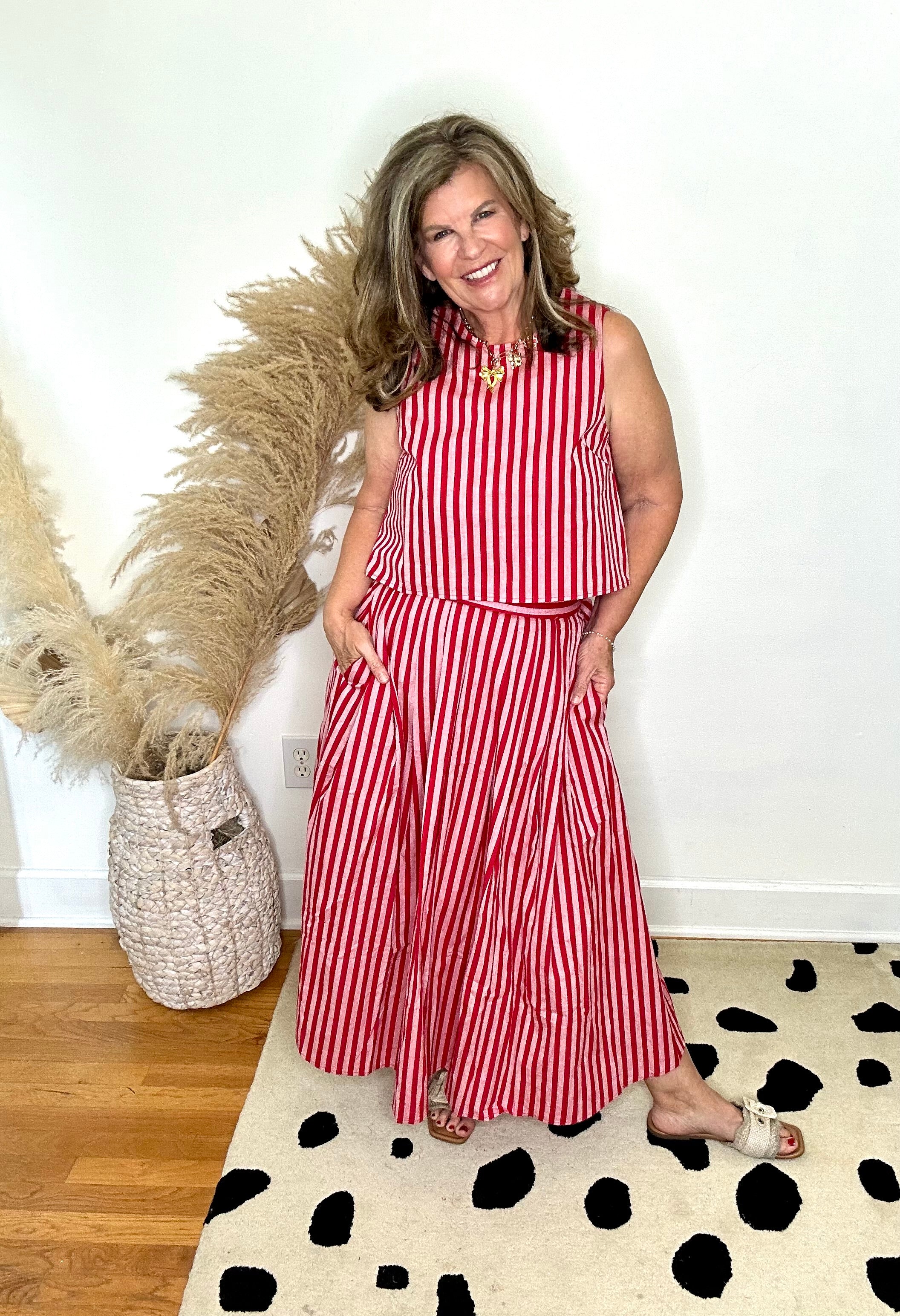 MAY FLOWERS STRIPE SKIRT
