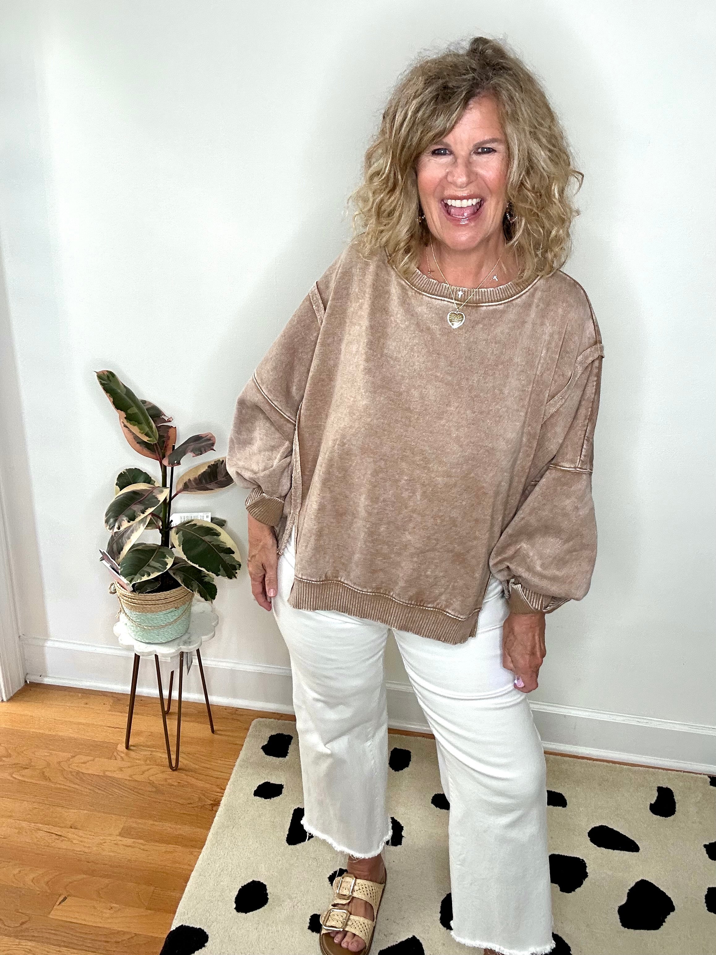 MINERAL WASH BATWING PULLOVER