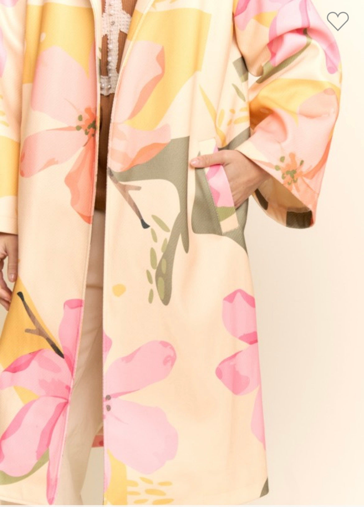 PINK CORAL FLORAL MIDI COAT
