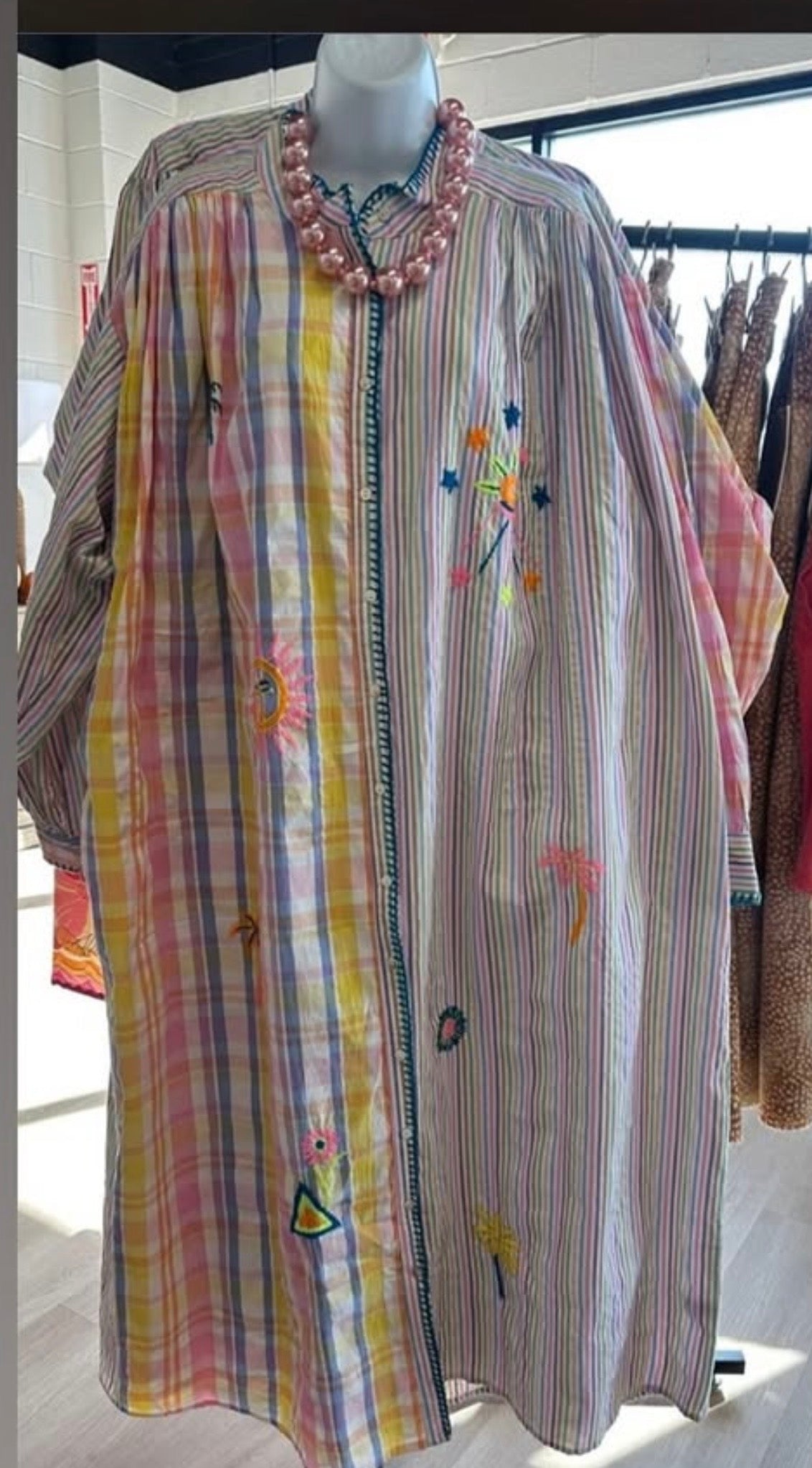 RAINBOW MULTI PRINT EMBROIDERED DRESS