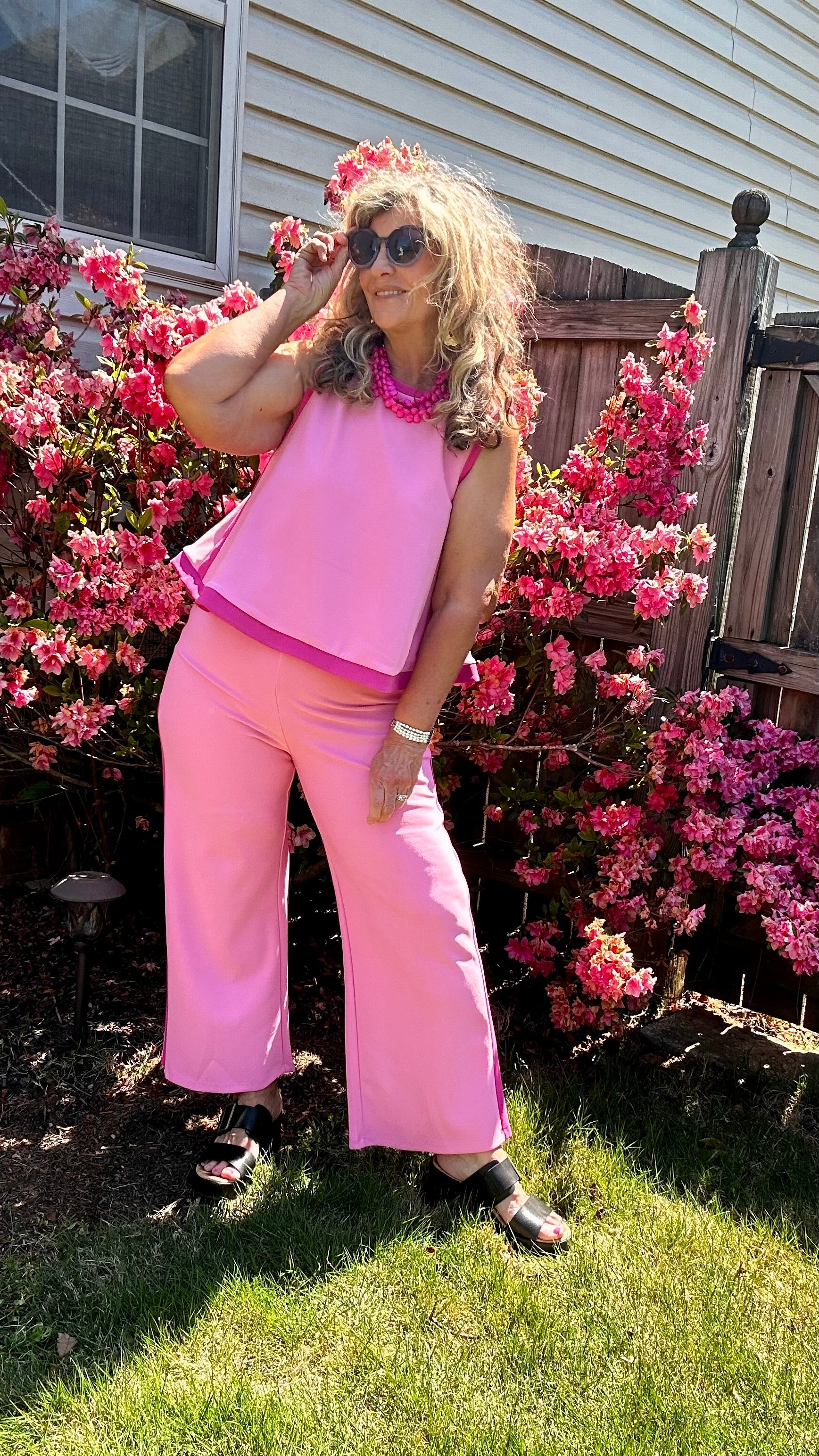 PINK SLEEVELESS SWING TOP SET