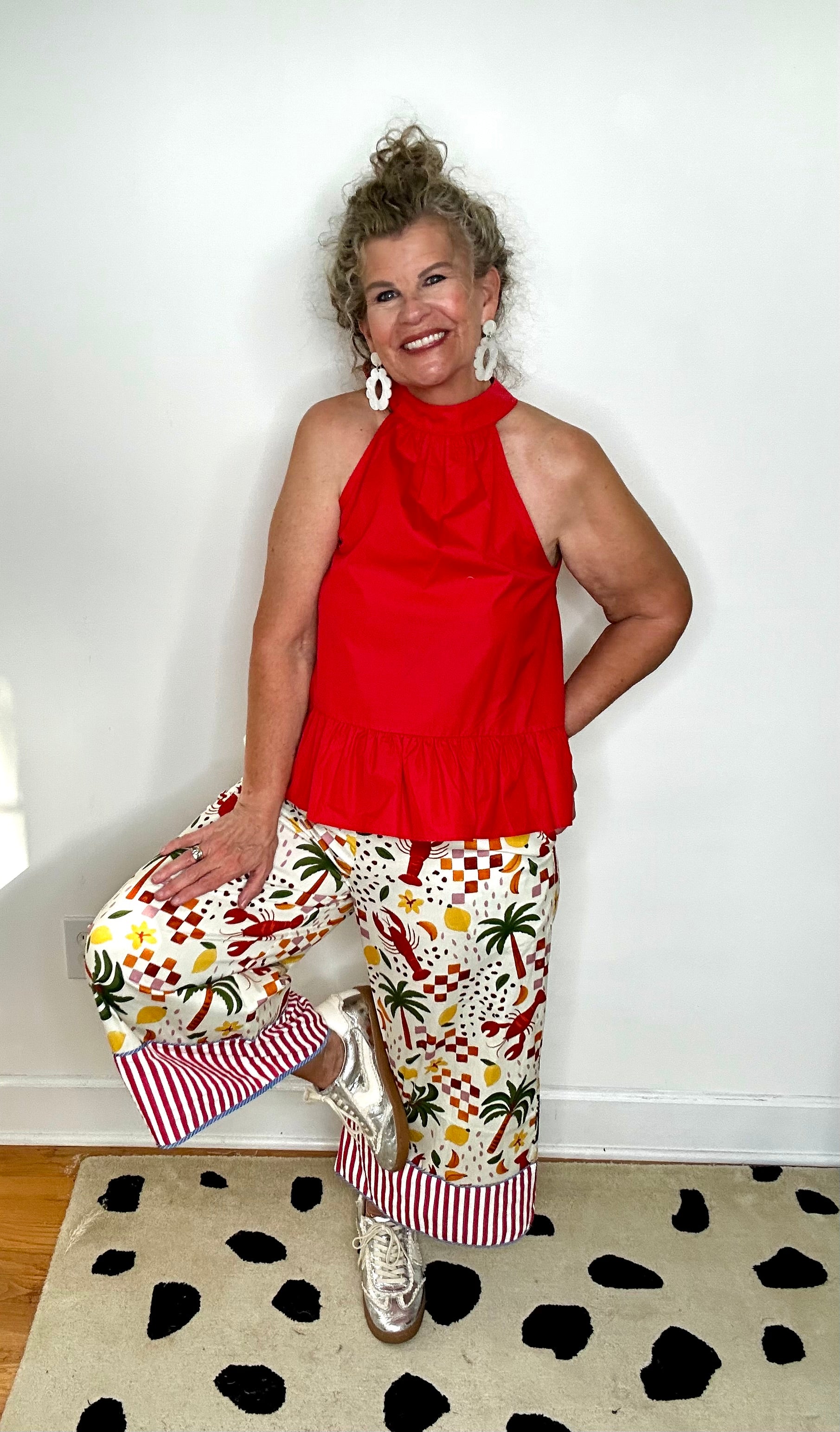 LOBSTER MULTI PRINT WIDE LEG PANT