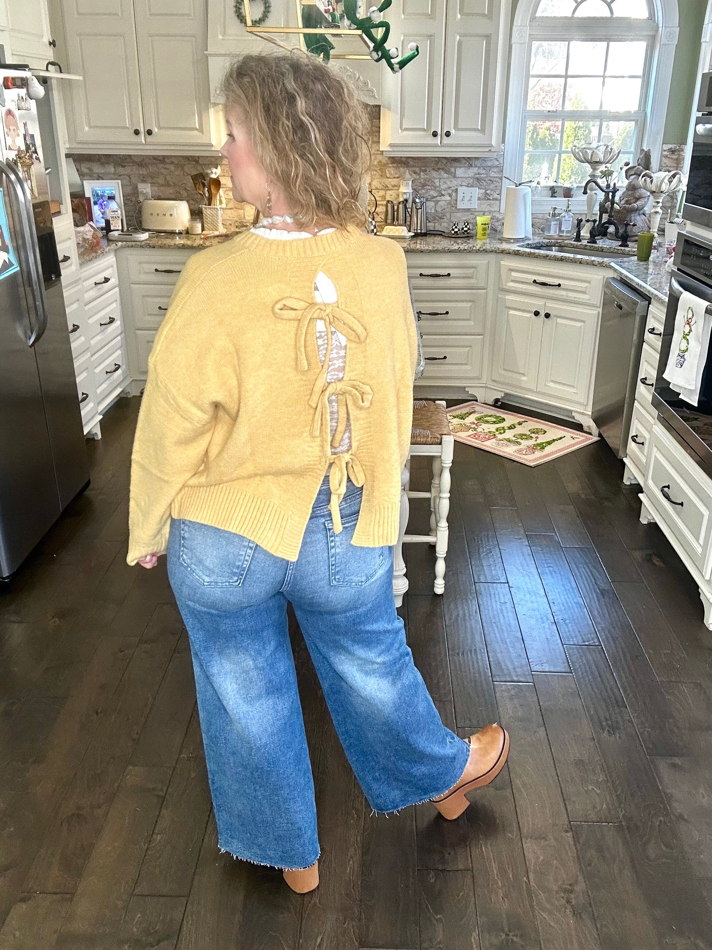 TIED AND TRUE BOW BACK SWEATER