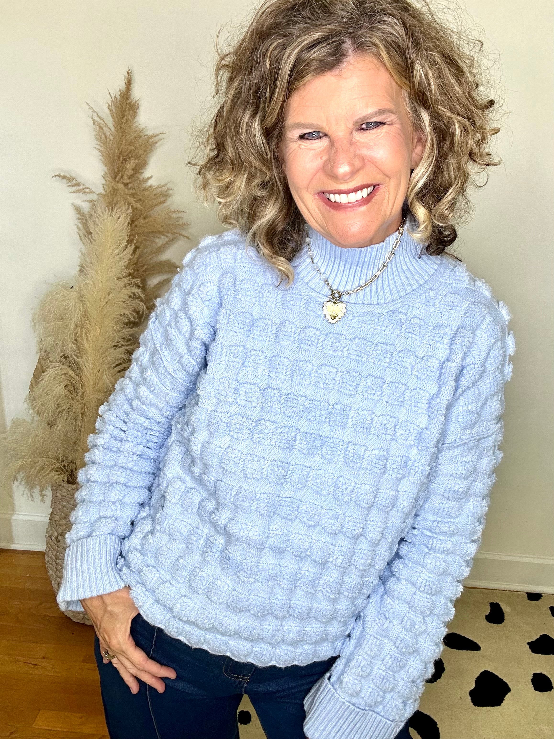 BABY BLUE TEXTURED PULLOVER