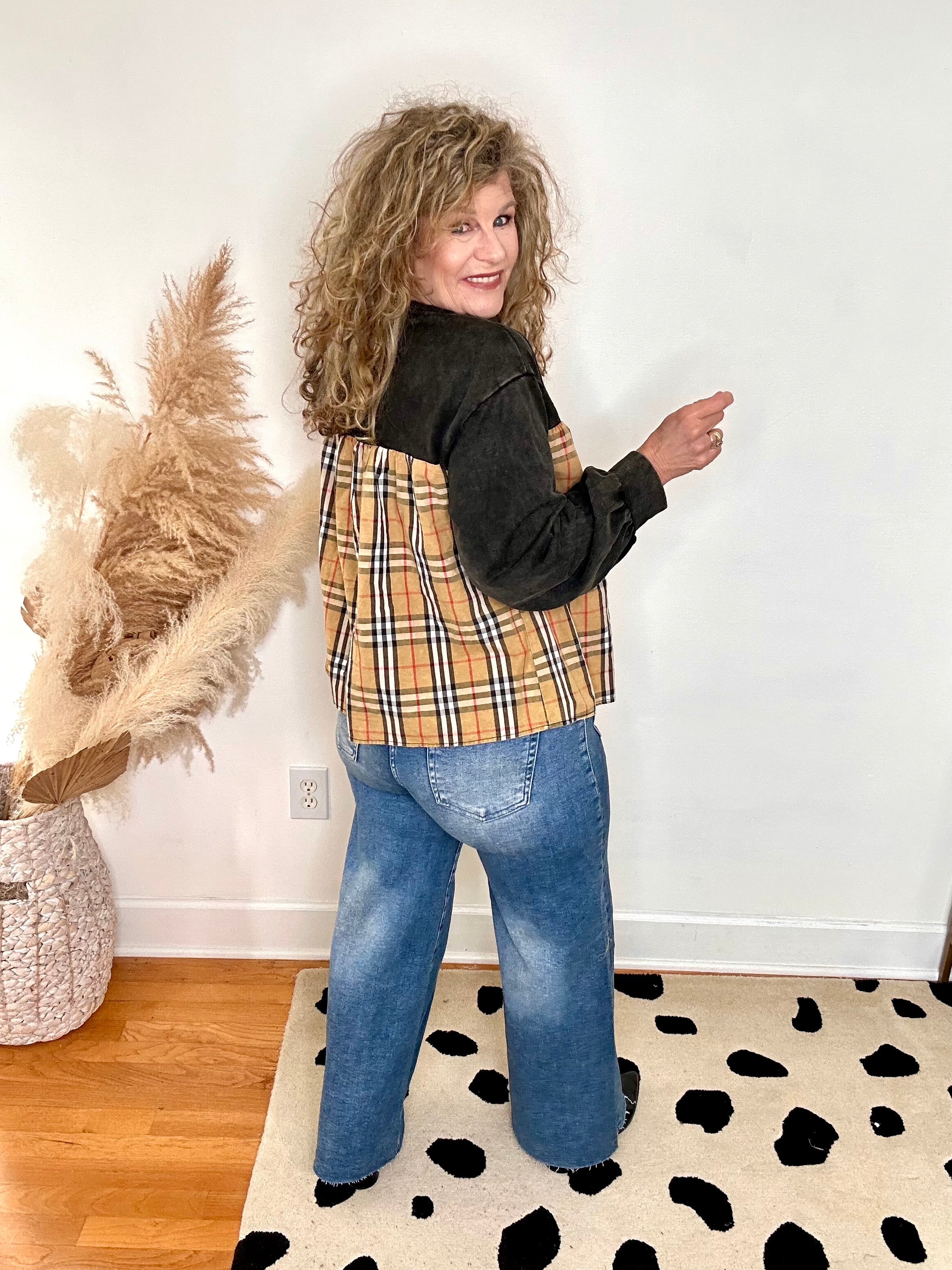 COUNTRY CLUB CHECK CONTRAST TOP