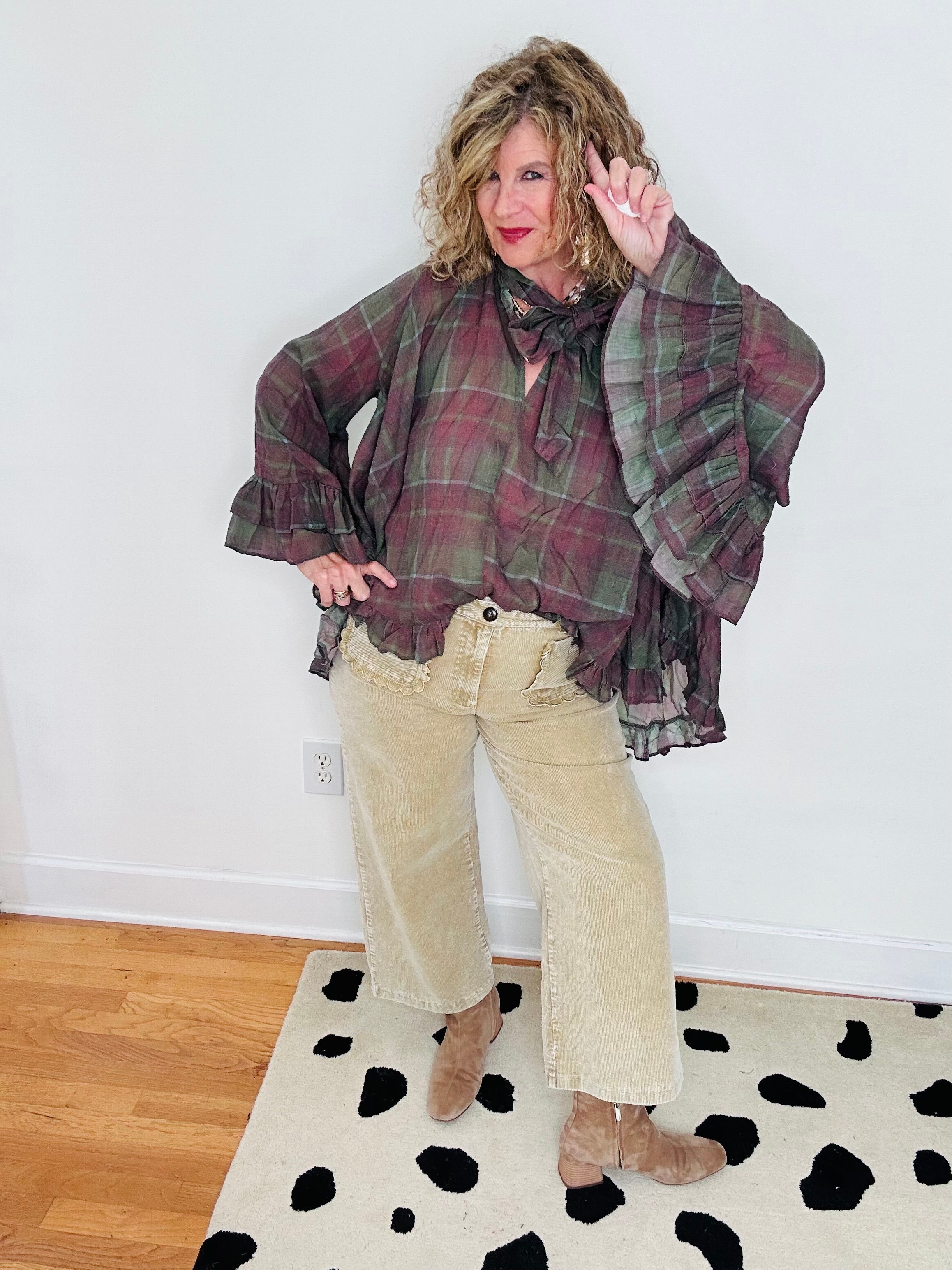 FALLING FOR PLAID  BOW BLOUSE