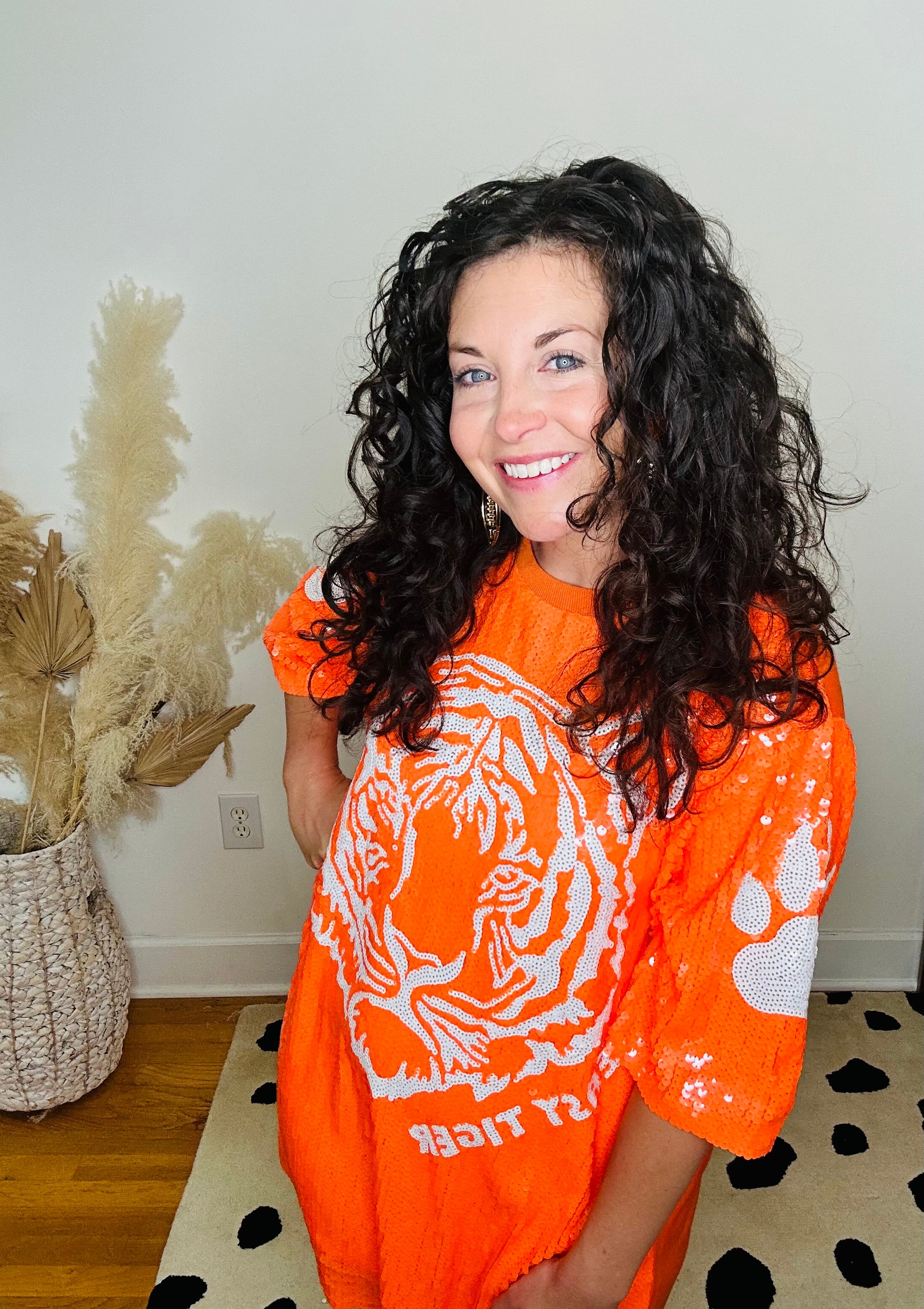 GAMEDAY GLITZ SEQUIN TIGER TUNIC