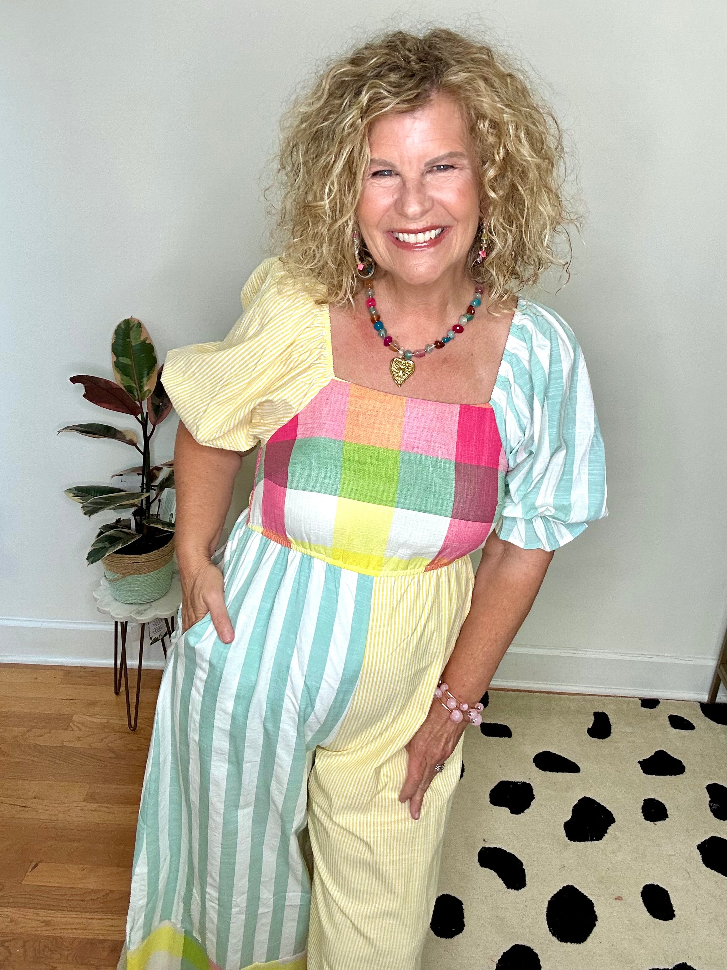 THE  MARGARET MIXED PATTERN JUMPSUIT