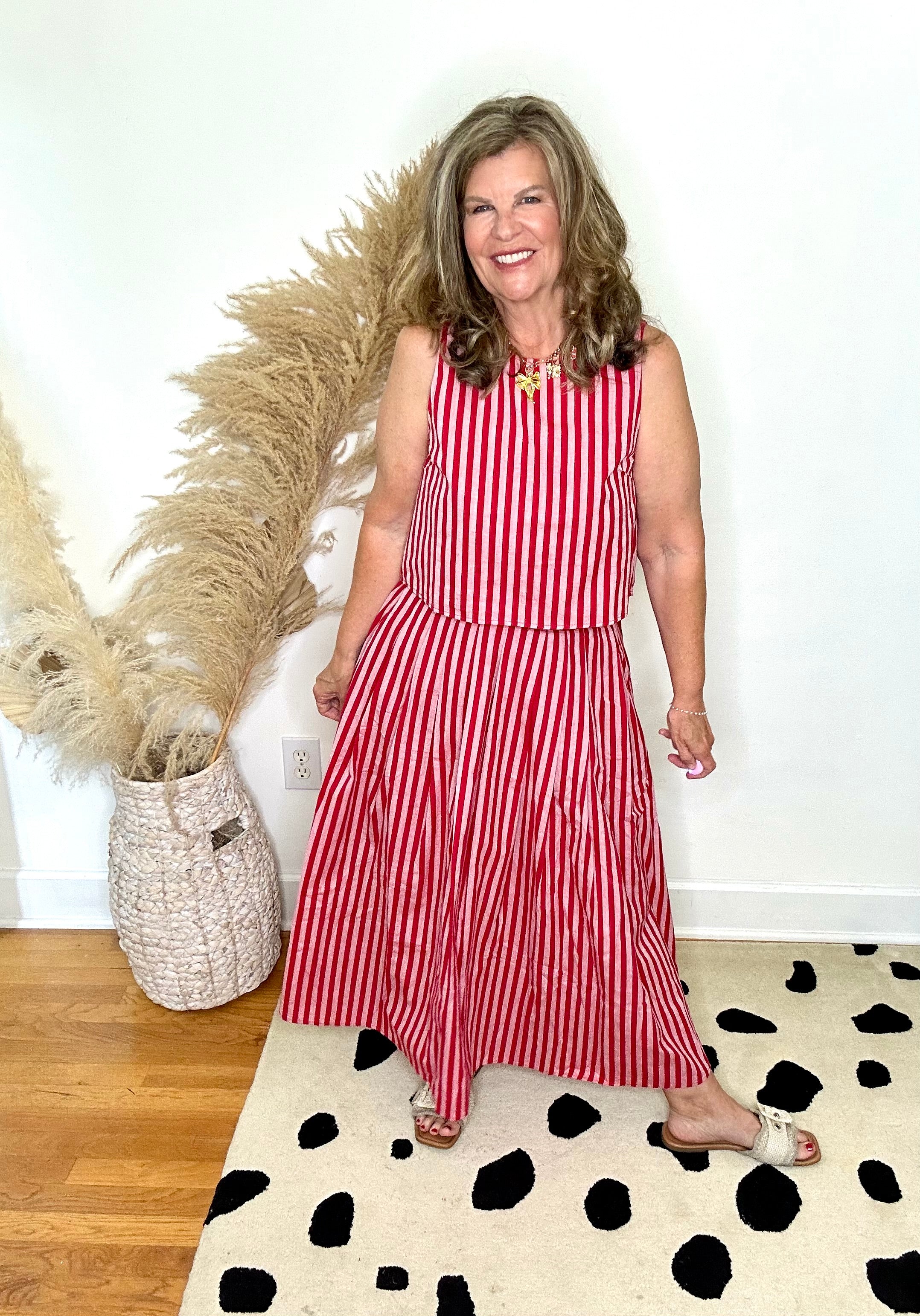 MAY FLOWERS STRIPE SKIRT