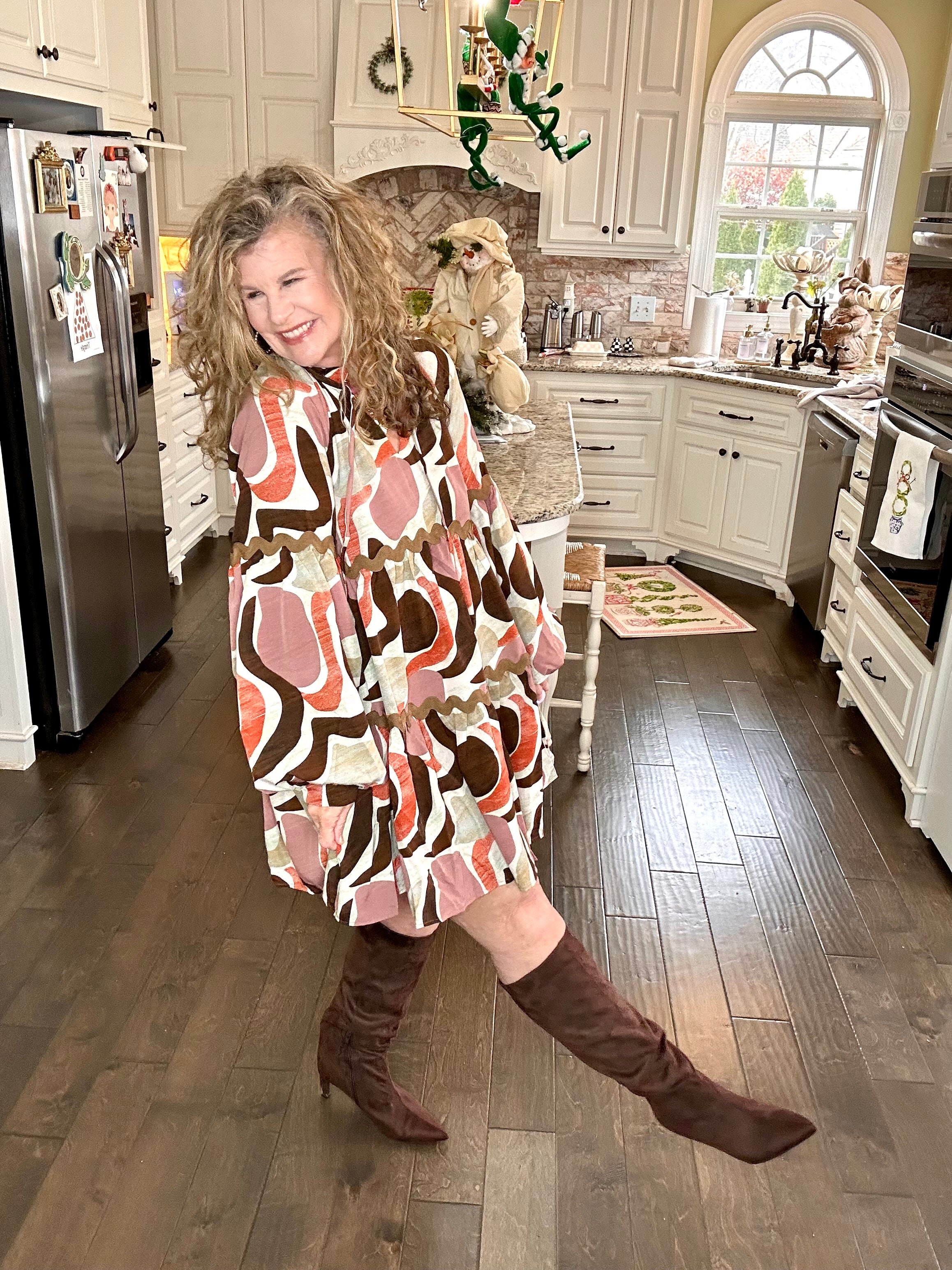 RUST AND ROSE TASSEL DRESS