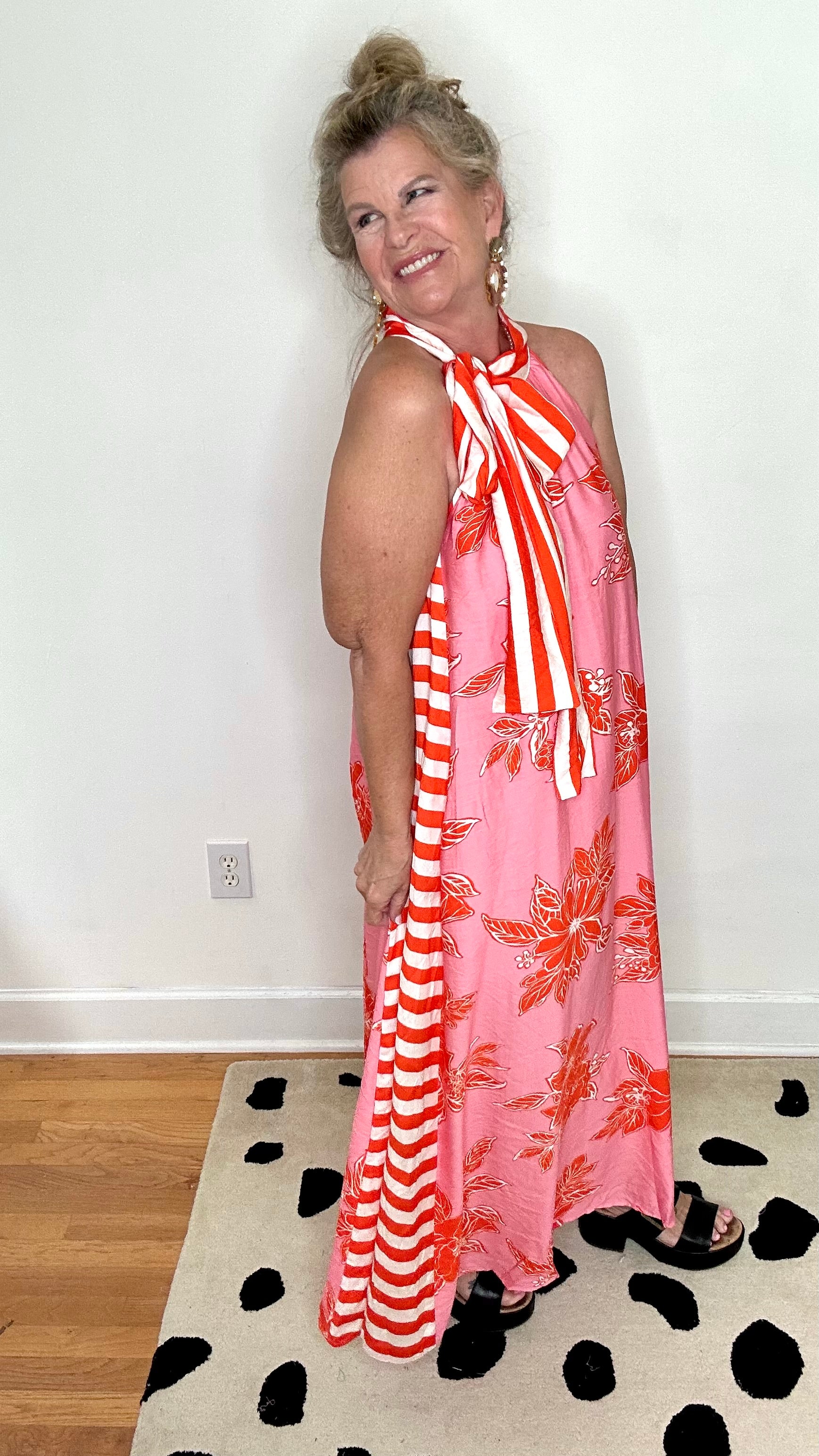 SUNSET GARDEN HALTER MAXI DRESS