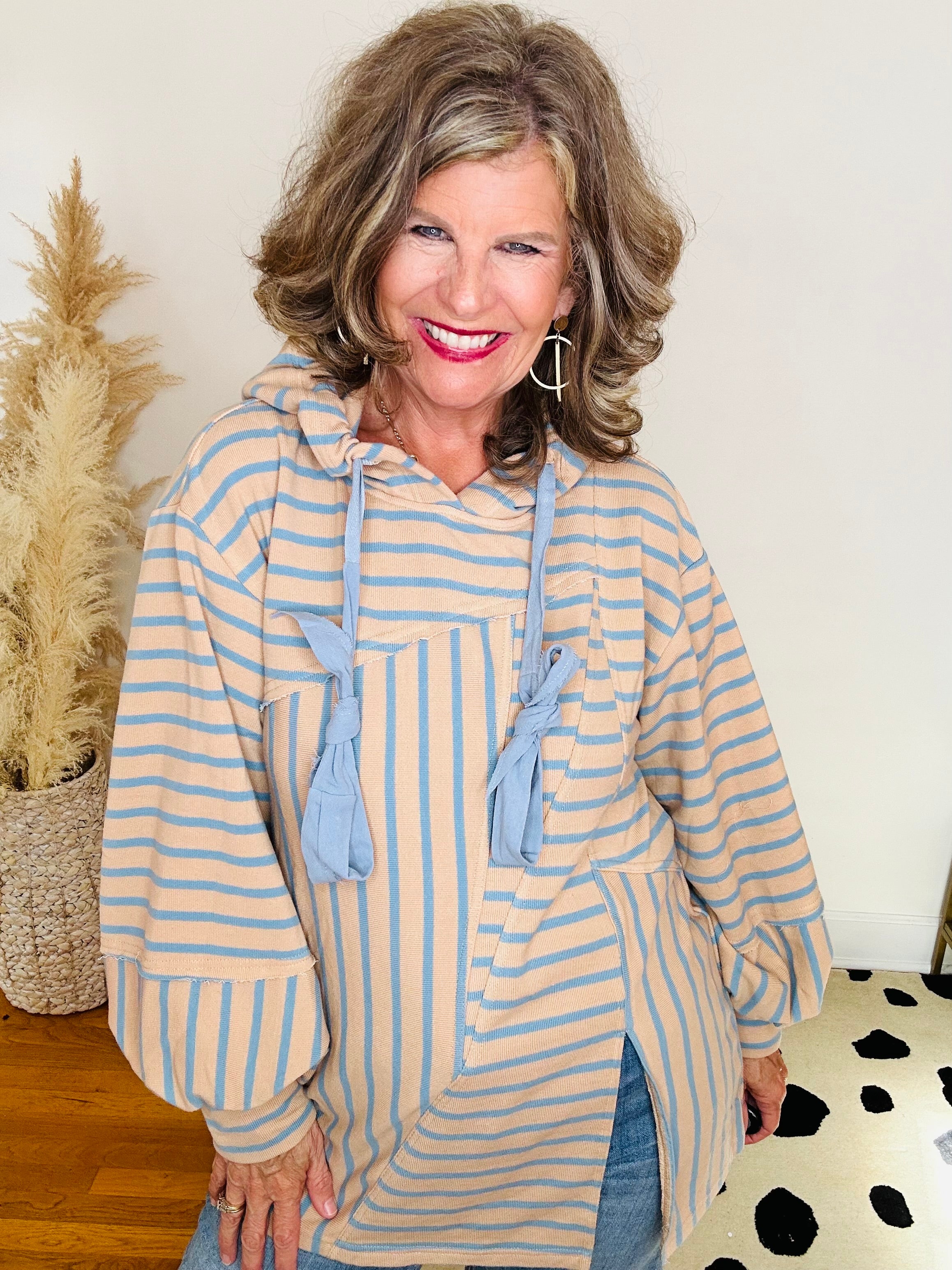 COZY CHIC STRIPED PULLOVER