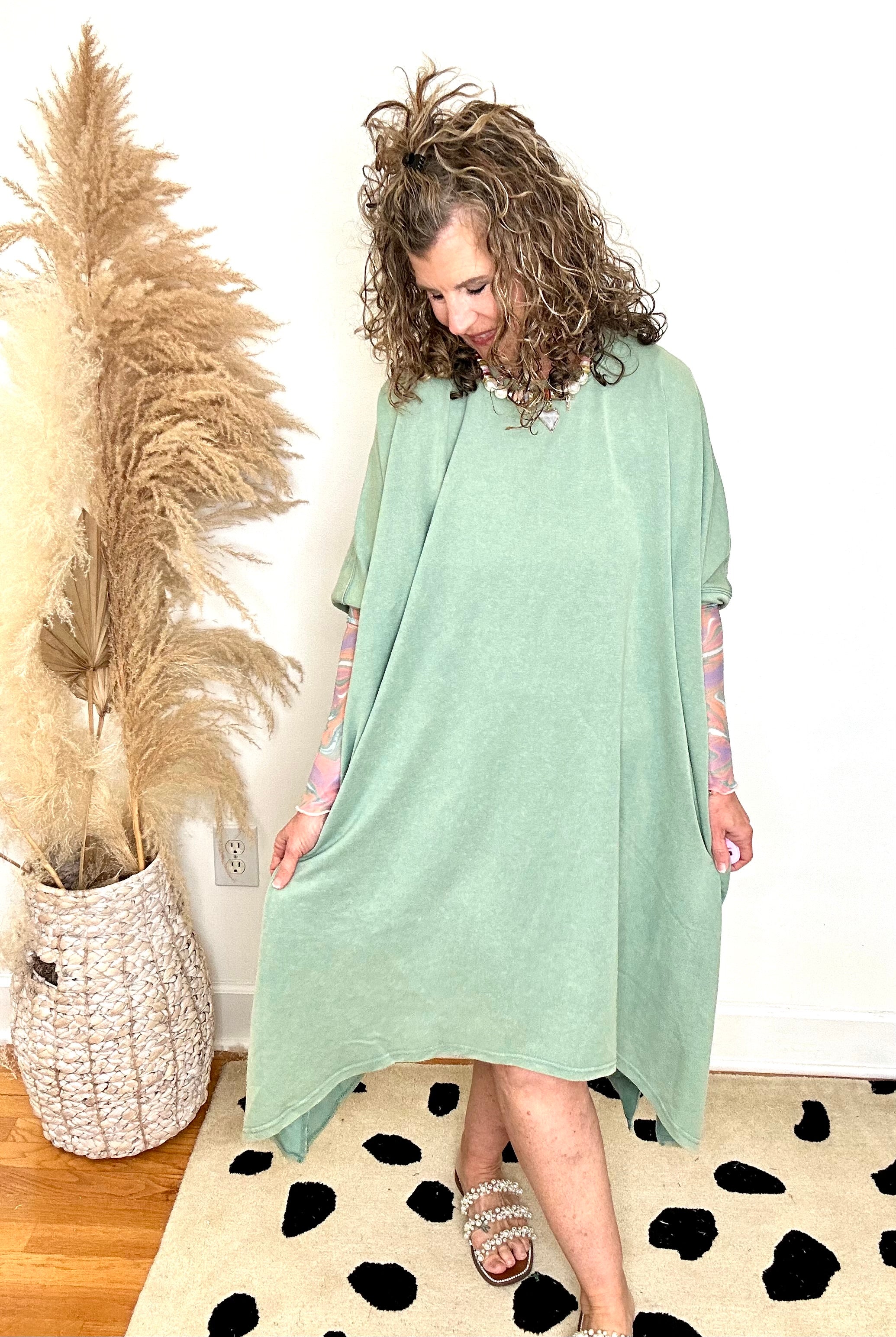 ASH MINT DOLMAN SLEEVE TUNIC DRESS