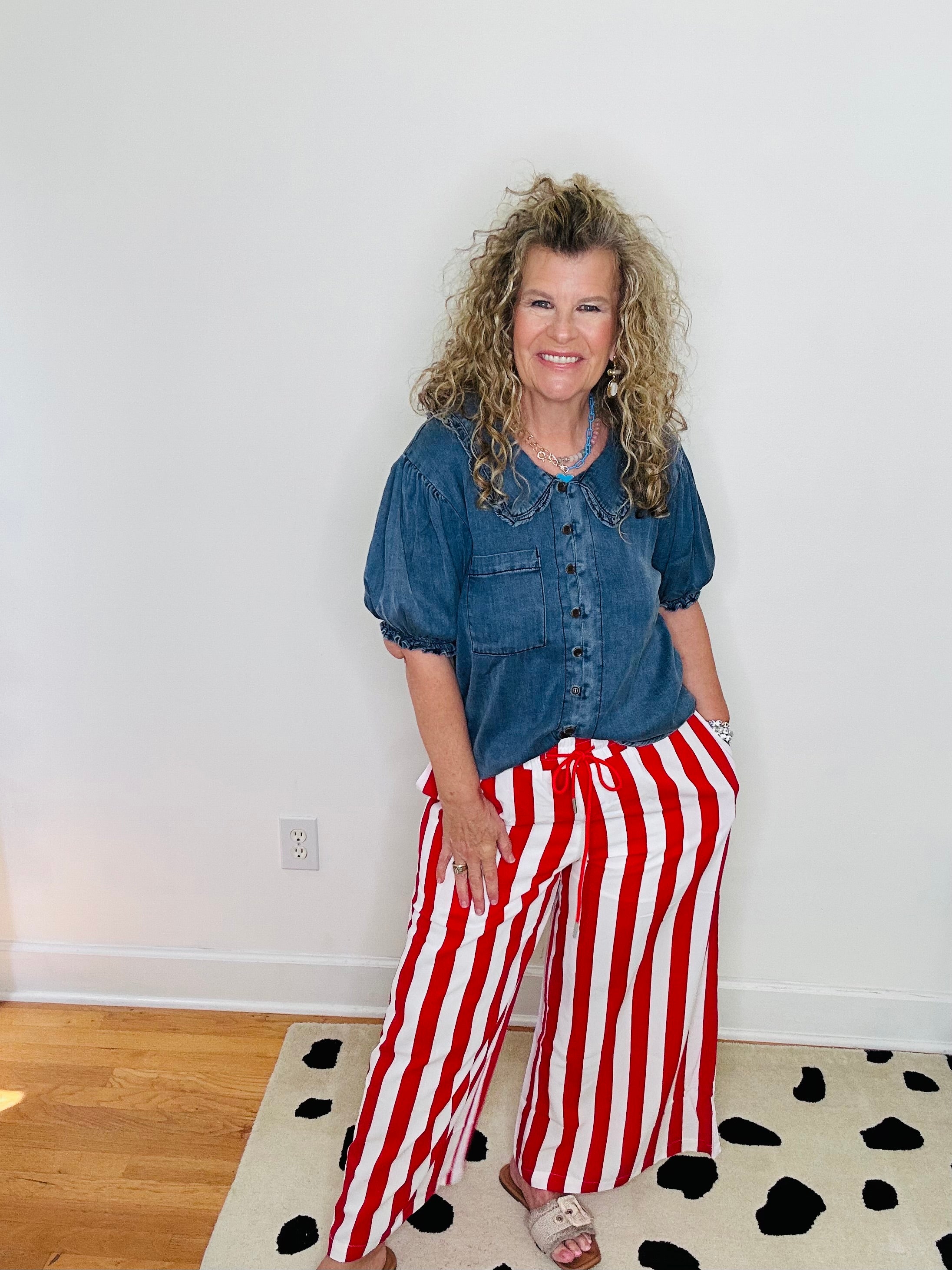 VERTICAL STRIPE WIDE LEG PANT
