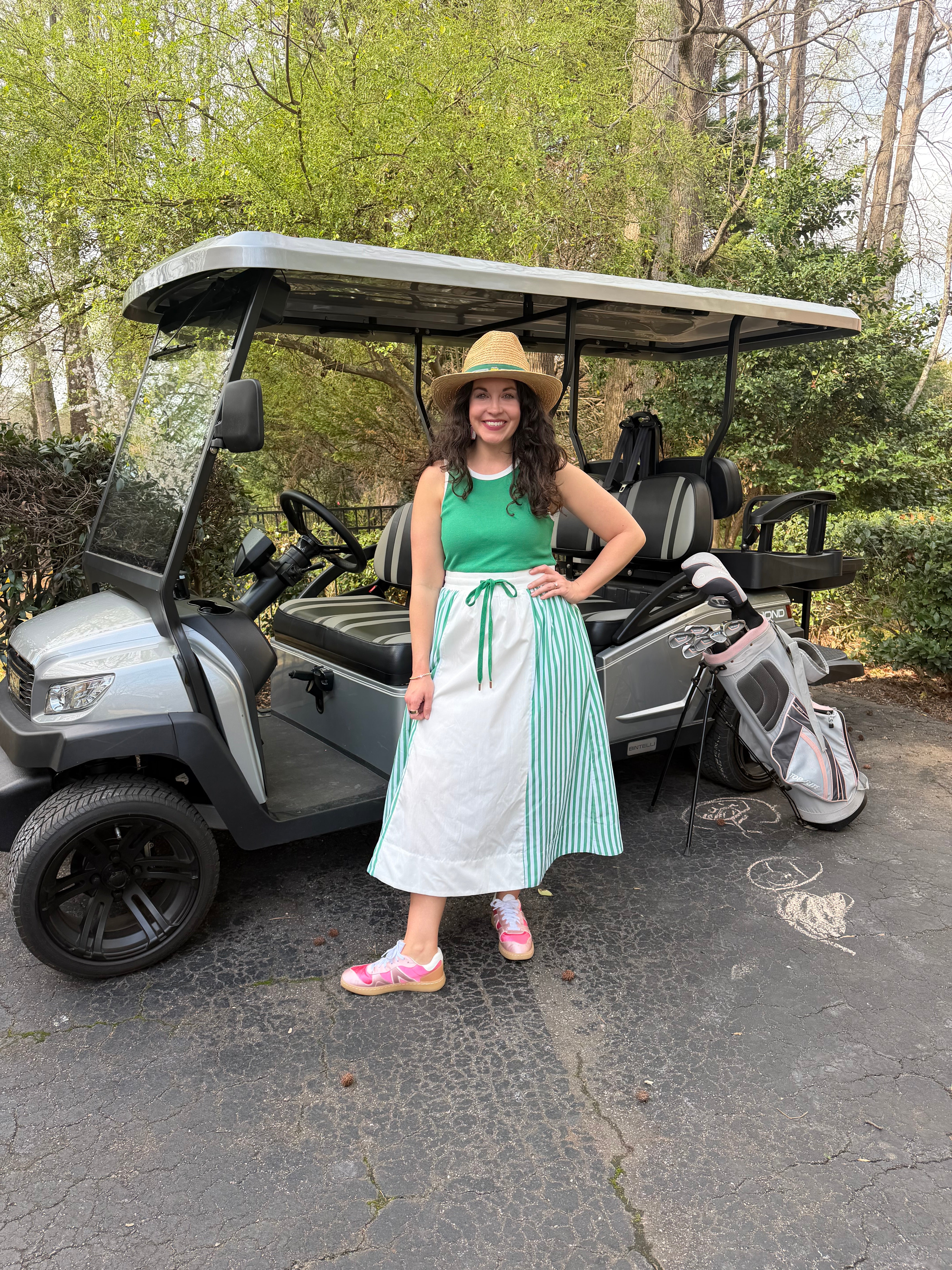 EASY GO GREEN STRIPE DRESS