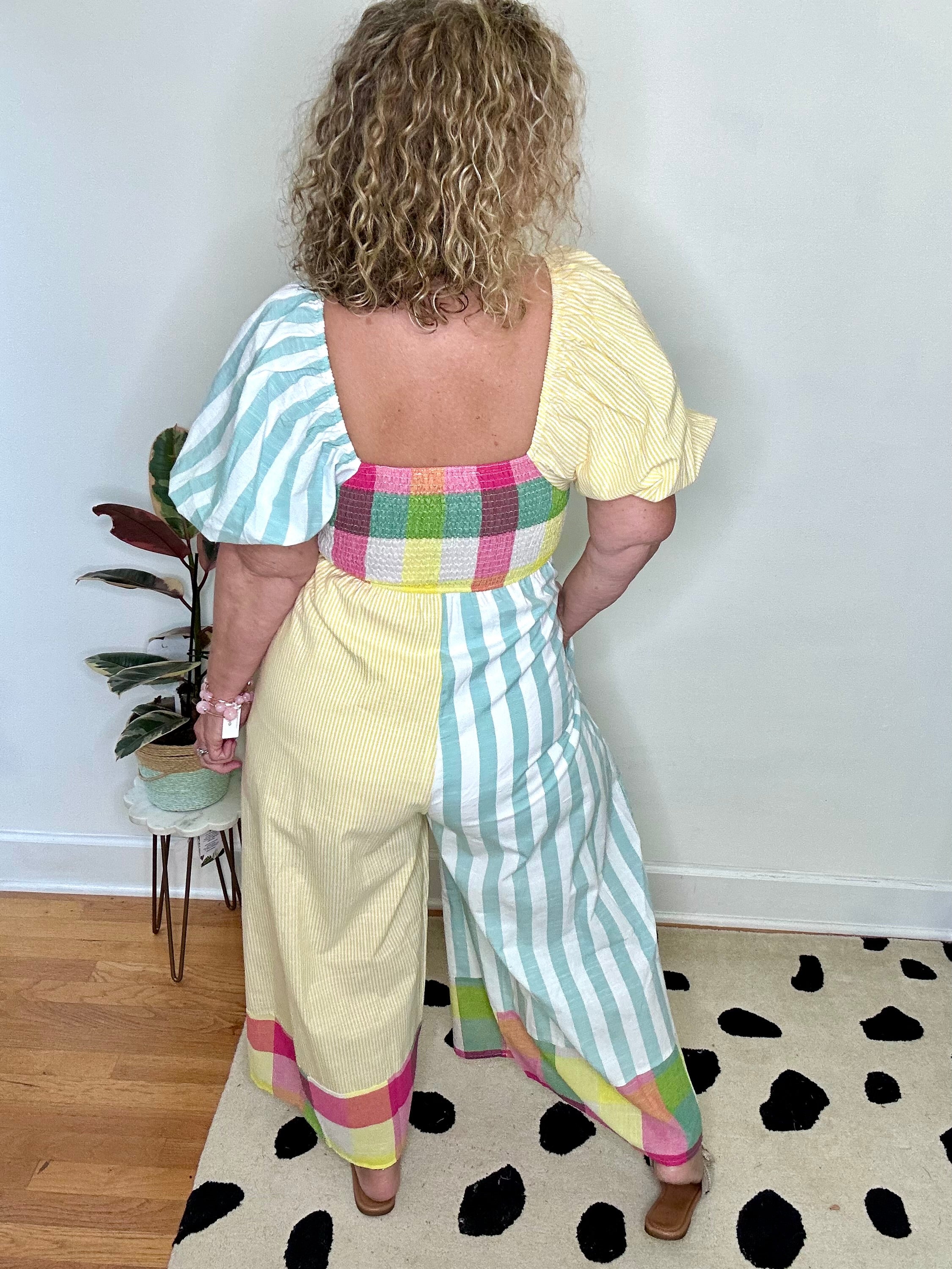 THE  MARGARET MIXED PATTERN JUMPSUIT