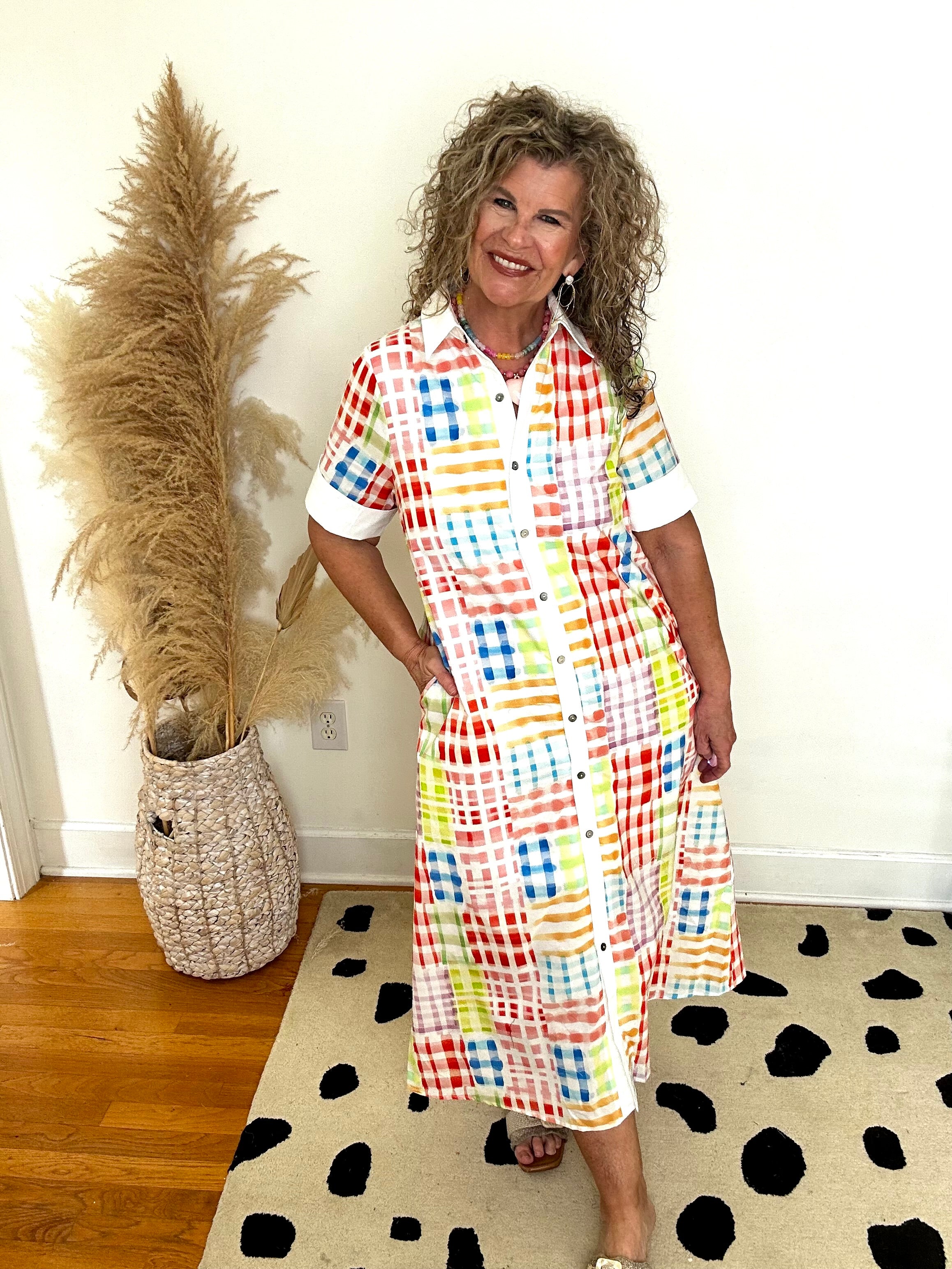 RAINBOW PLAID MAXI DRESS