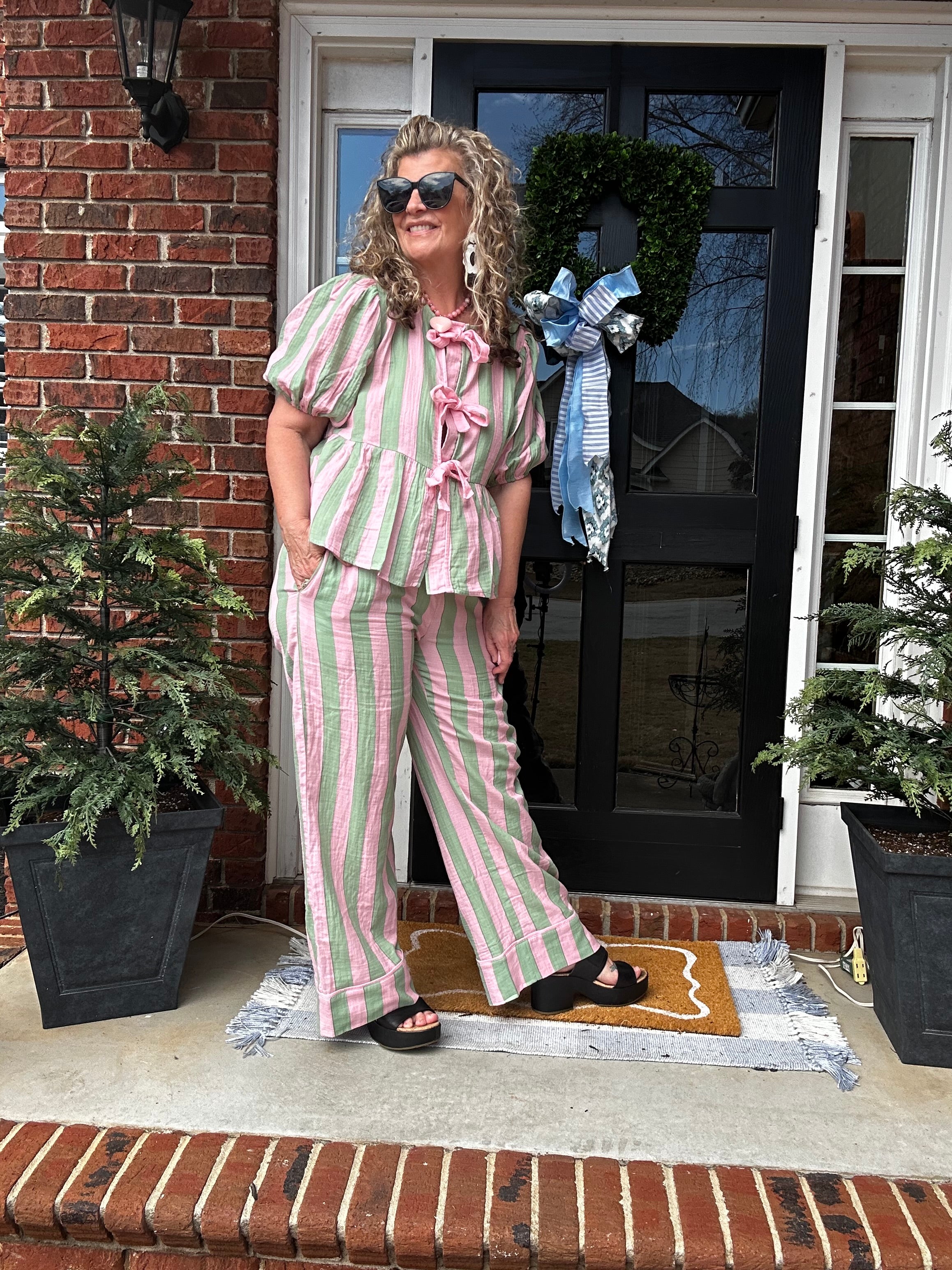 STRAWBERRY MINT STRIPE TOP