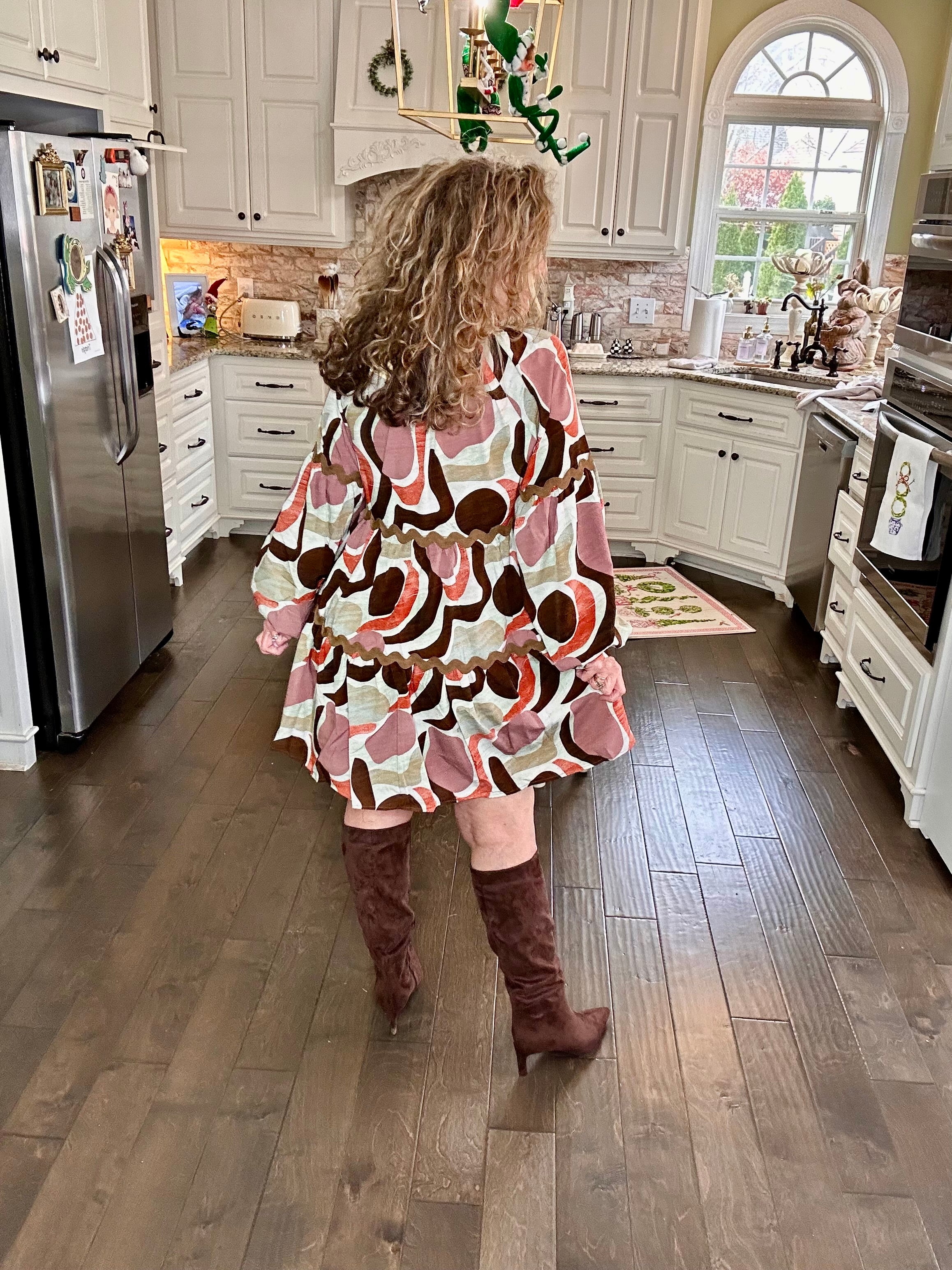 RUST AND ROSE TASSEL DRESS