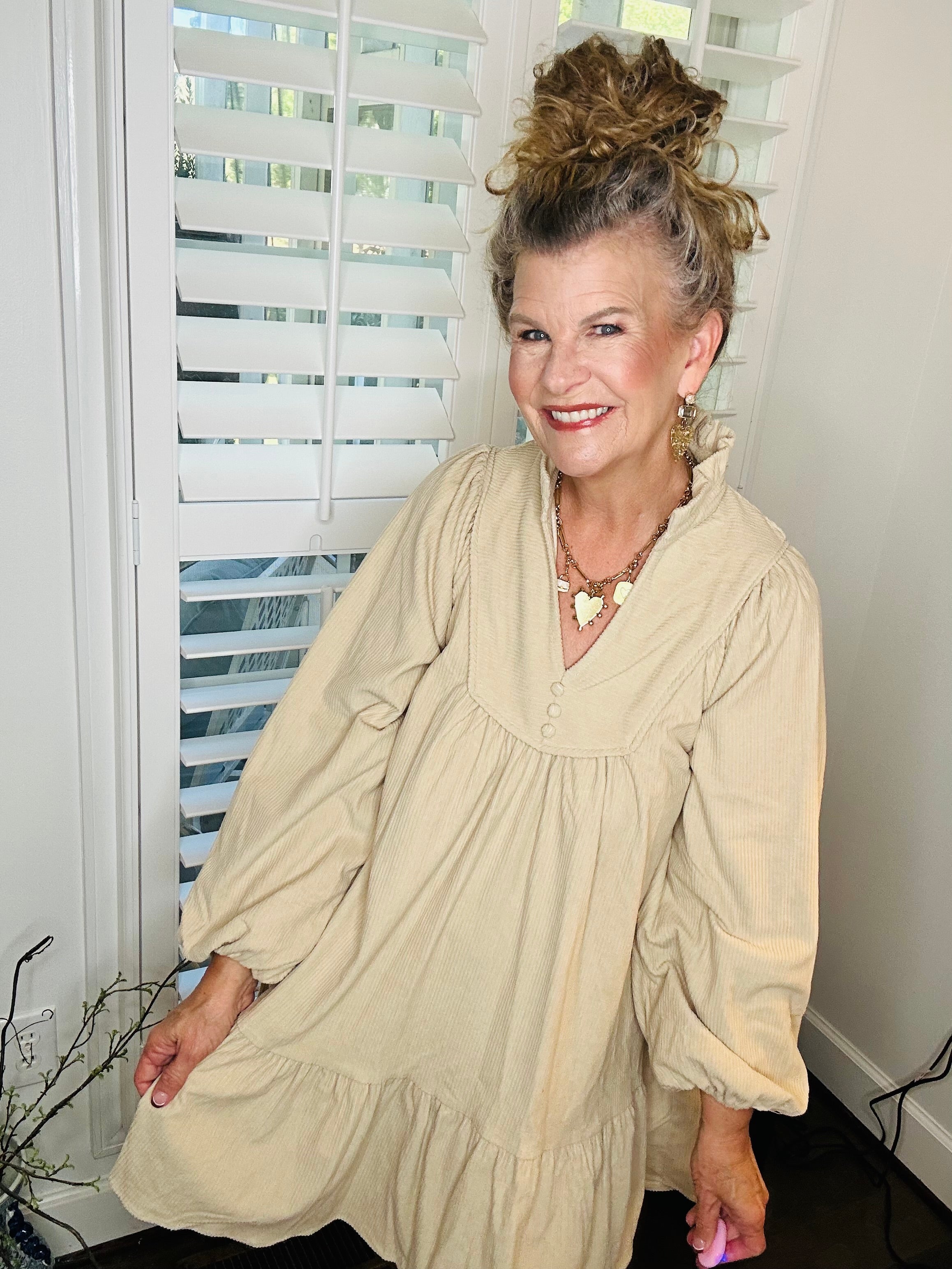 CORDUROY TIERED DRESS