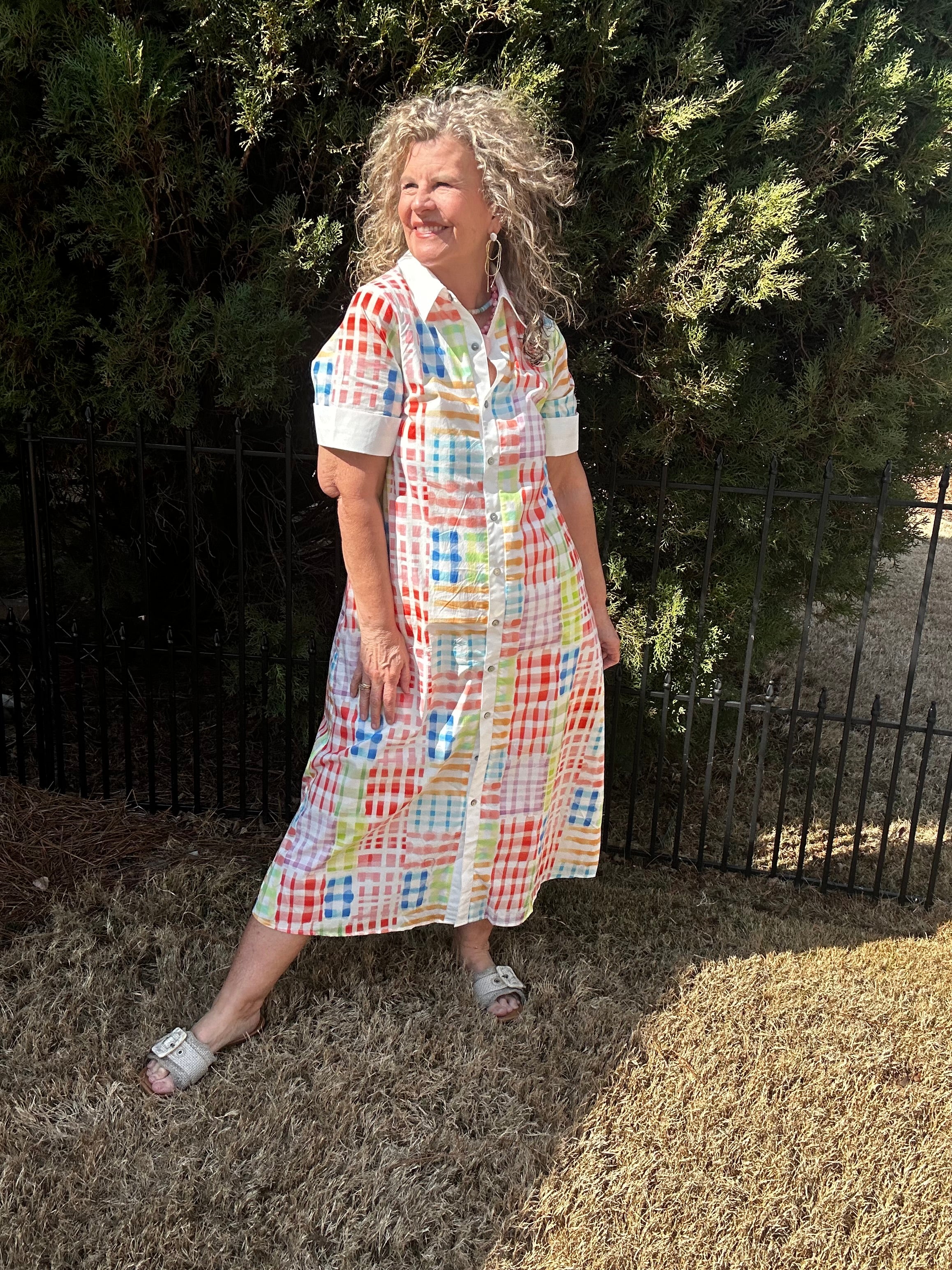 plaid maxi dress RAINBOW PLAID MAXI DRESS